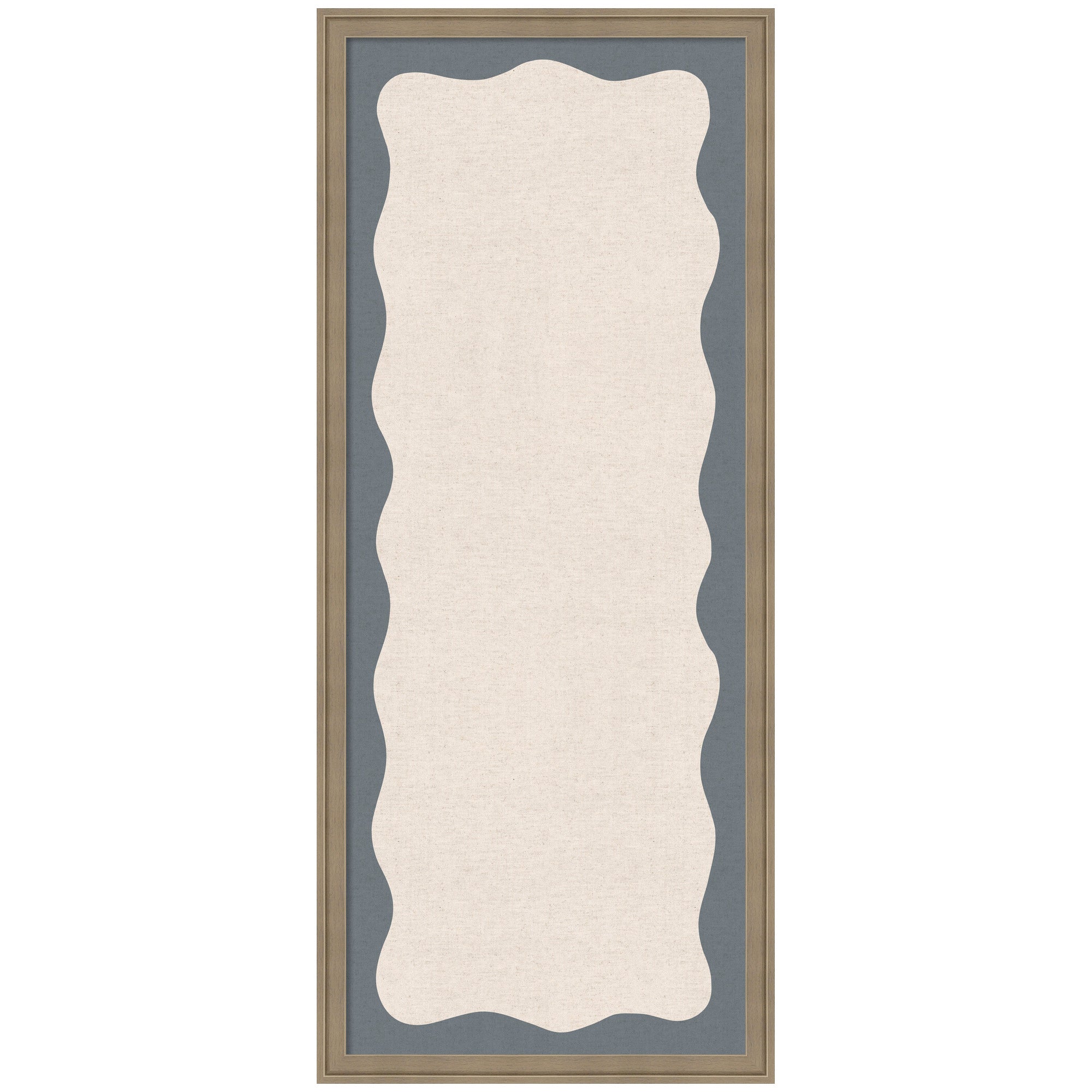 Framed Fabric Pinboard Wavy Linen and Smokey Blue Wall Organization