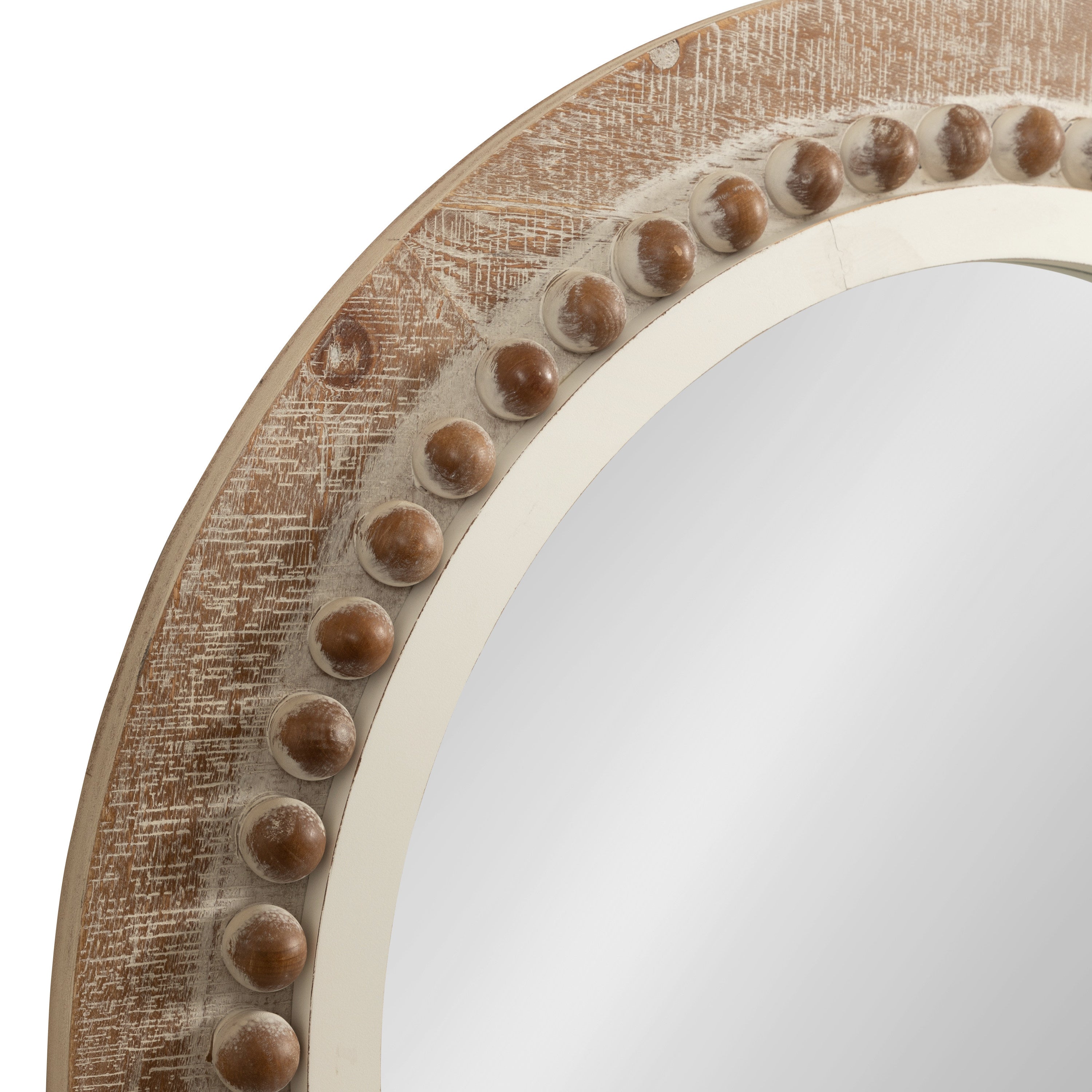 Round Mirror Rustic Brown White 28" Diameter 6