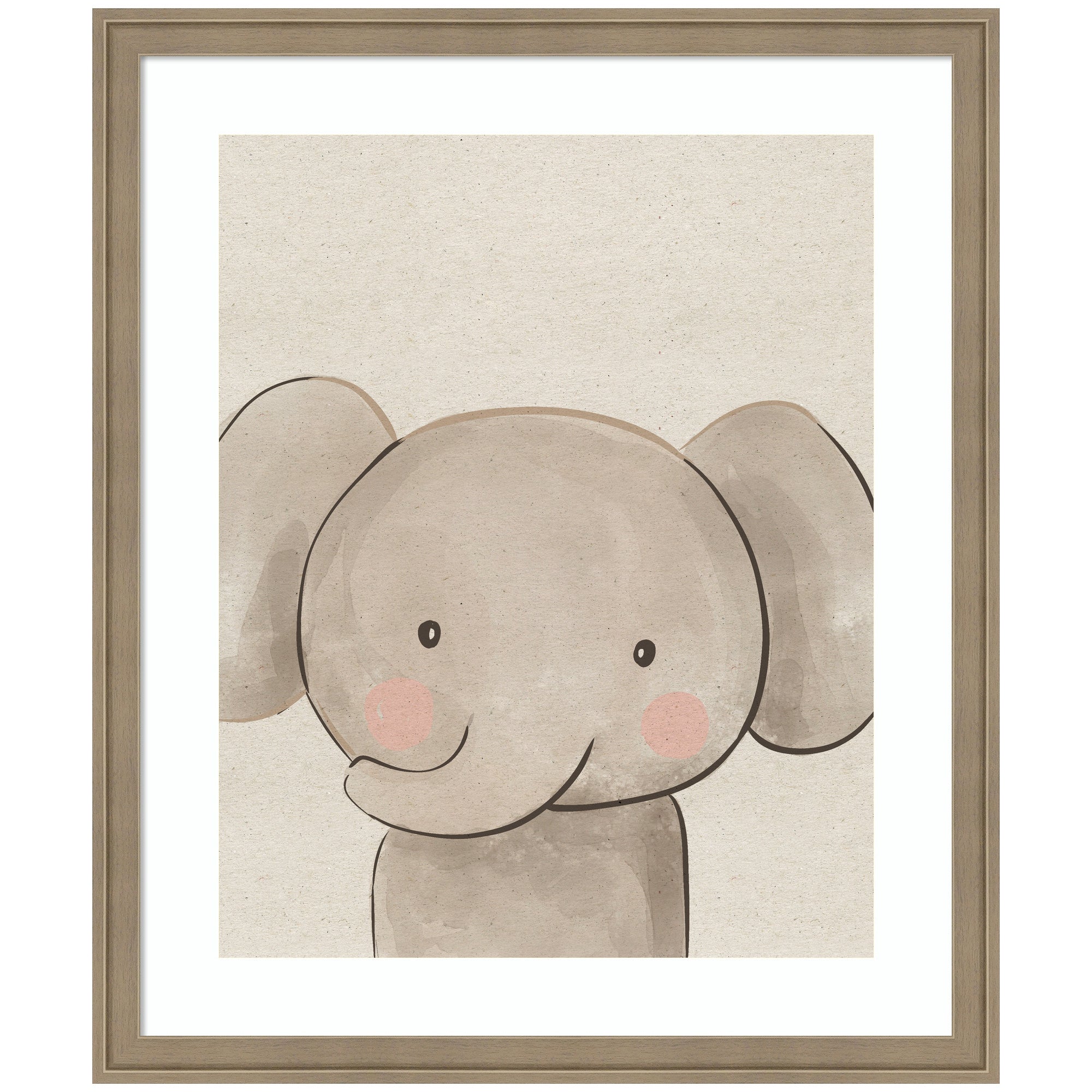 Baby Animal Elephant Natural by The Creative Bunch Studio Framed Wall Art Print