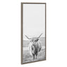 Sylvie Highland Cow Mountain Landscape Black and White Framed Canvas by The Creative Bunch Studio