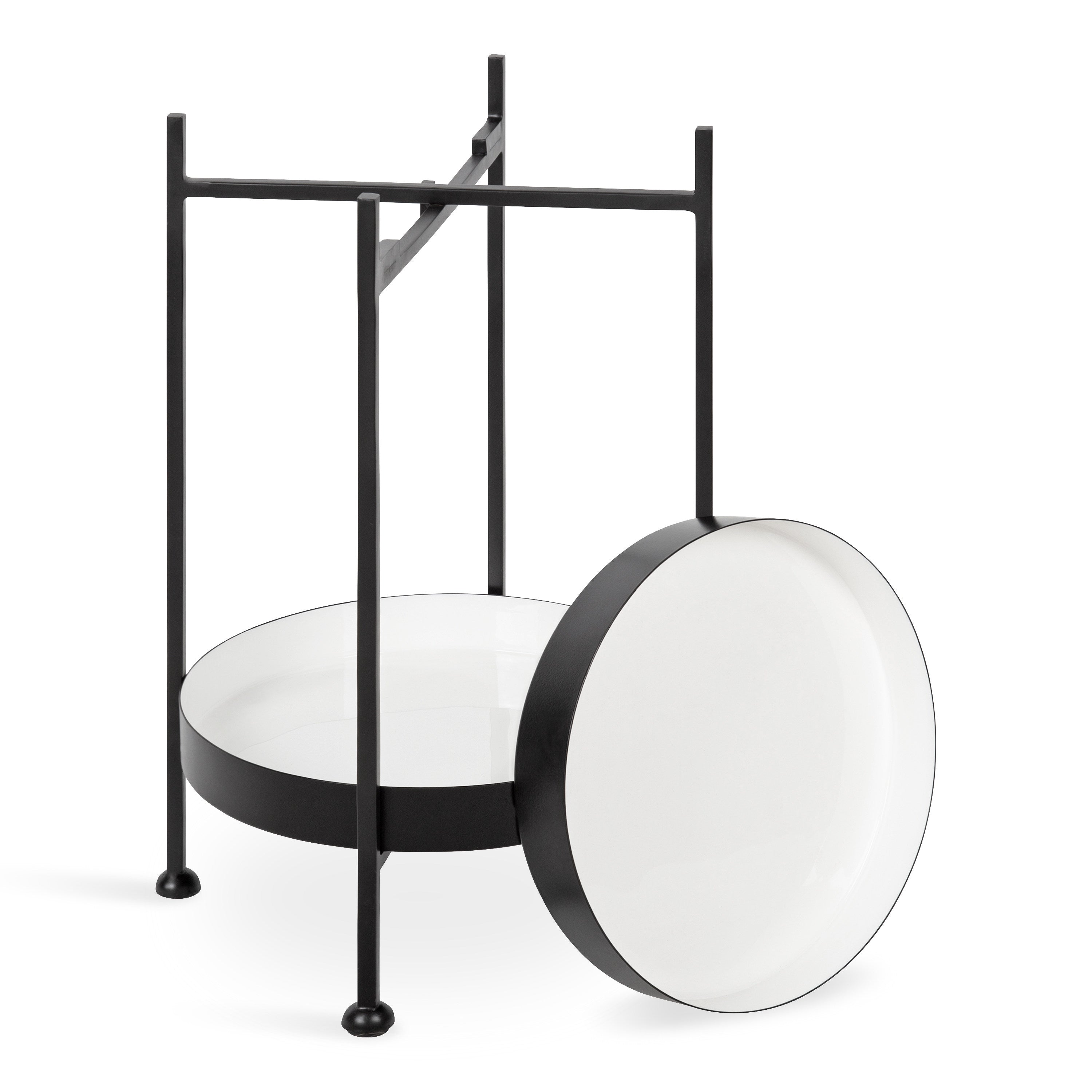 Side Table 15x15x24 Black White 6
