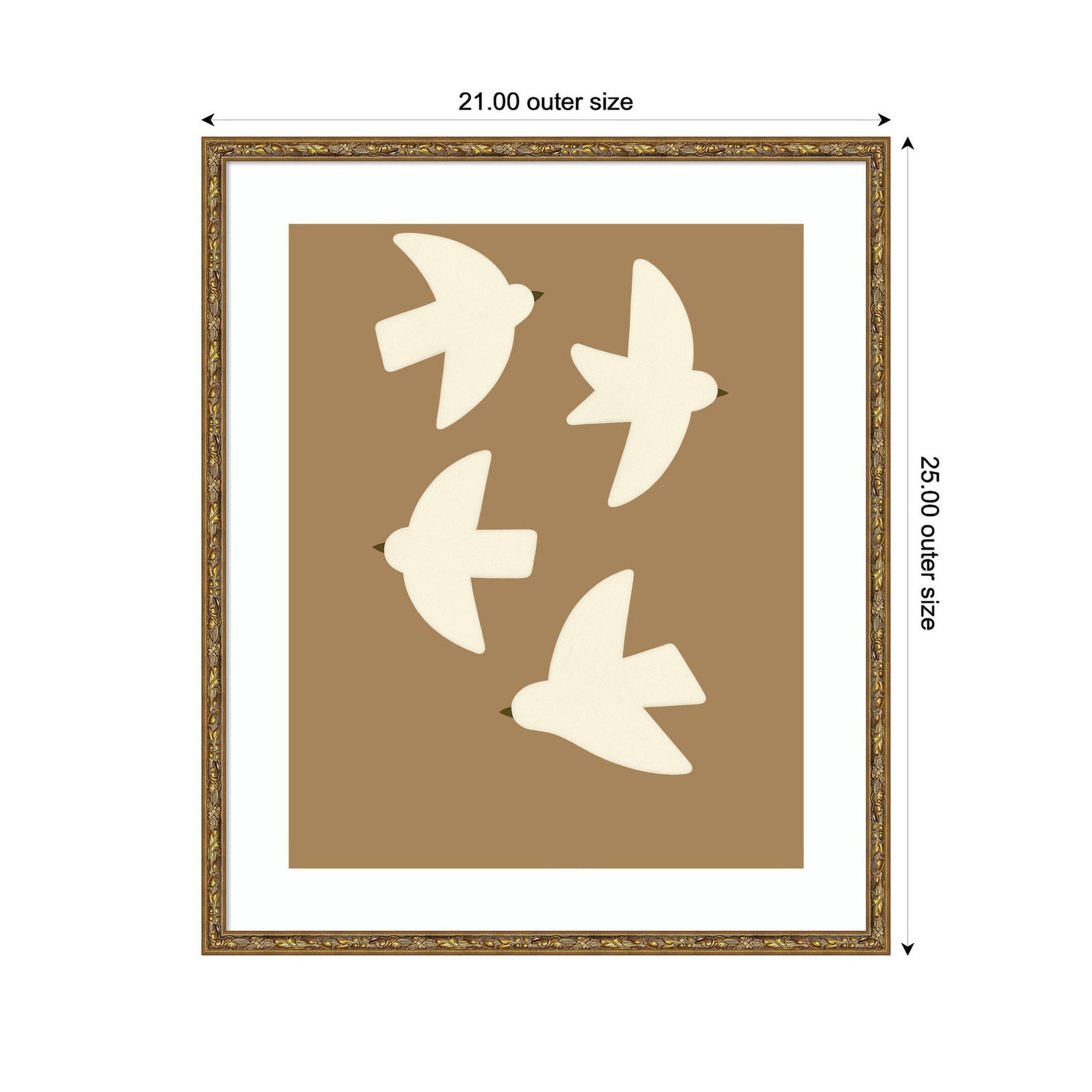 Minimalist Birds Poster 2 Brown by Laura Moss Framed Wall Art Print