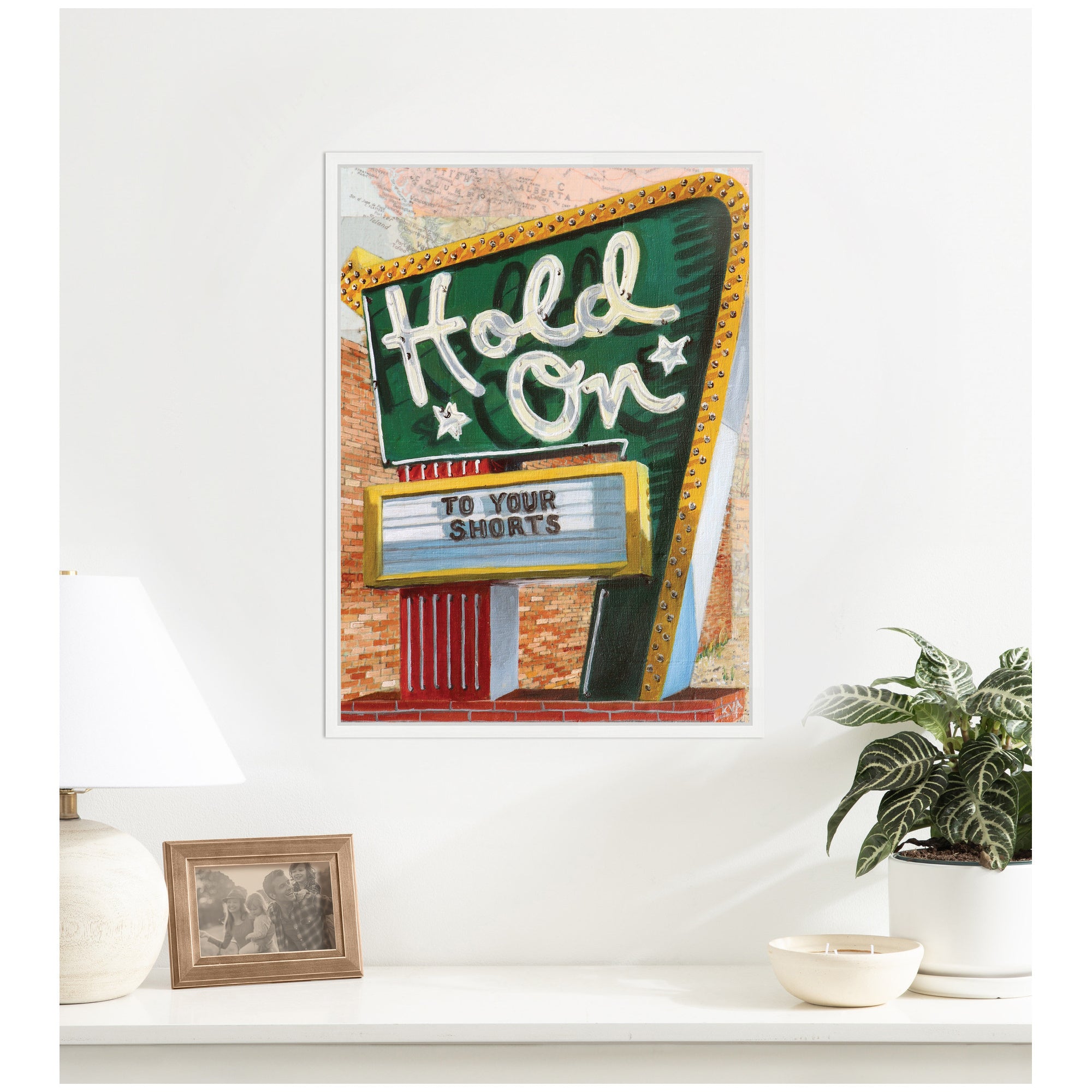 Hold On To Your Shorts by Krista V. Allenstein Framed Canvas Wall Art Print