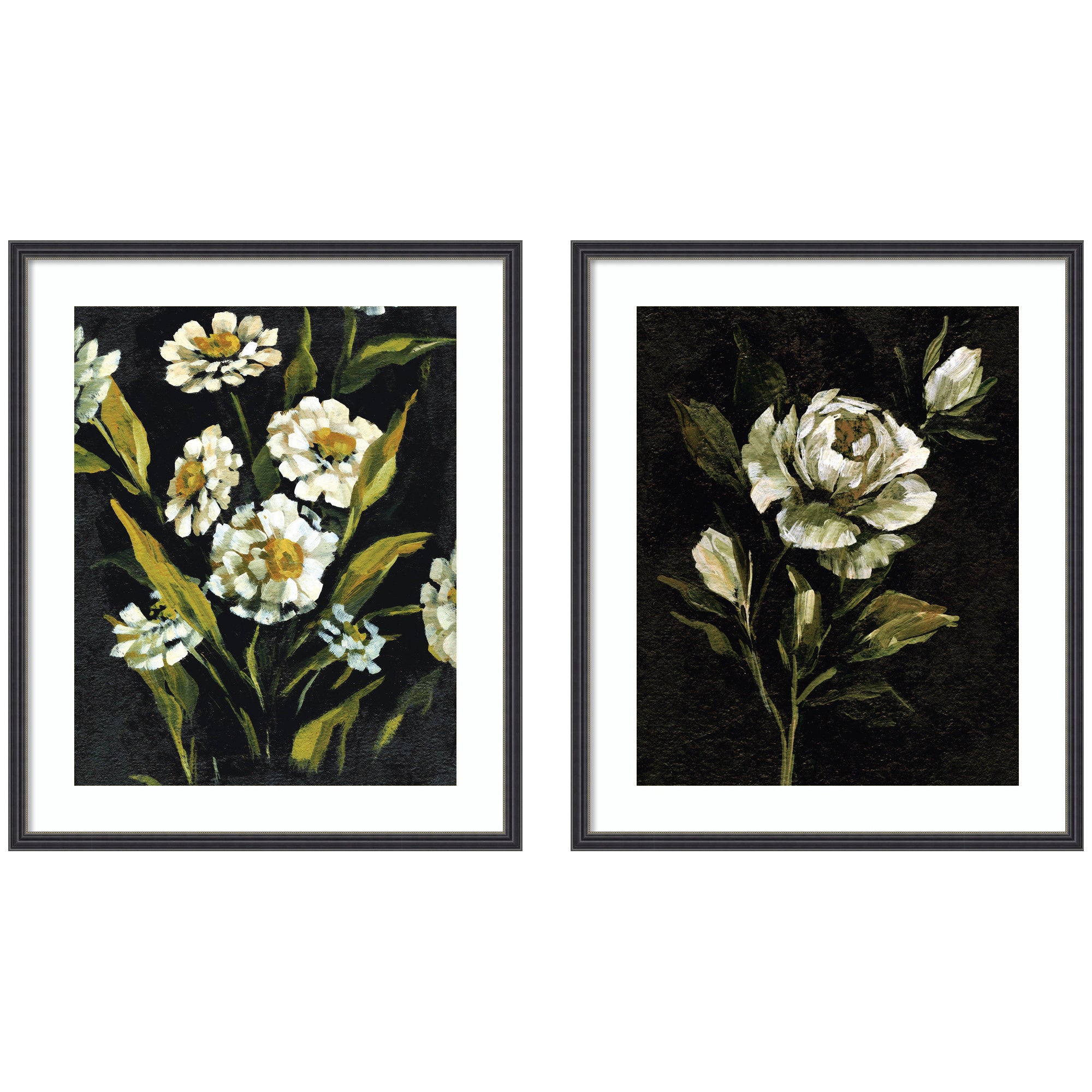Moody Floral 1 & 2 2 Piece Framed Wall Art Print Set by Annie Quigley