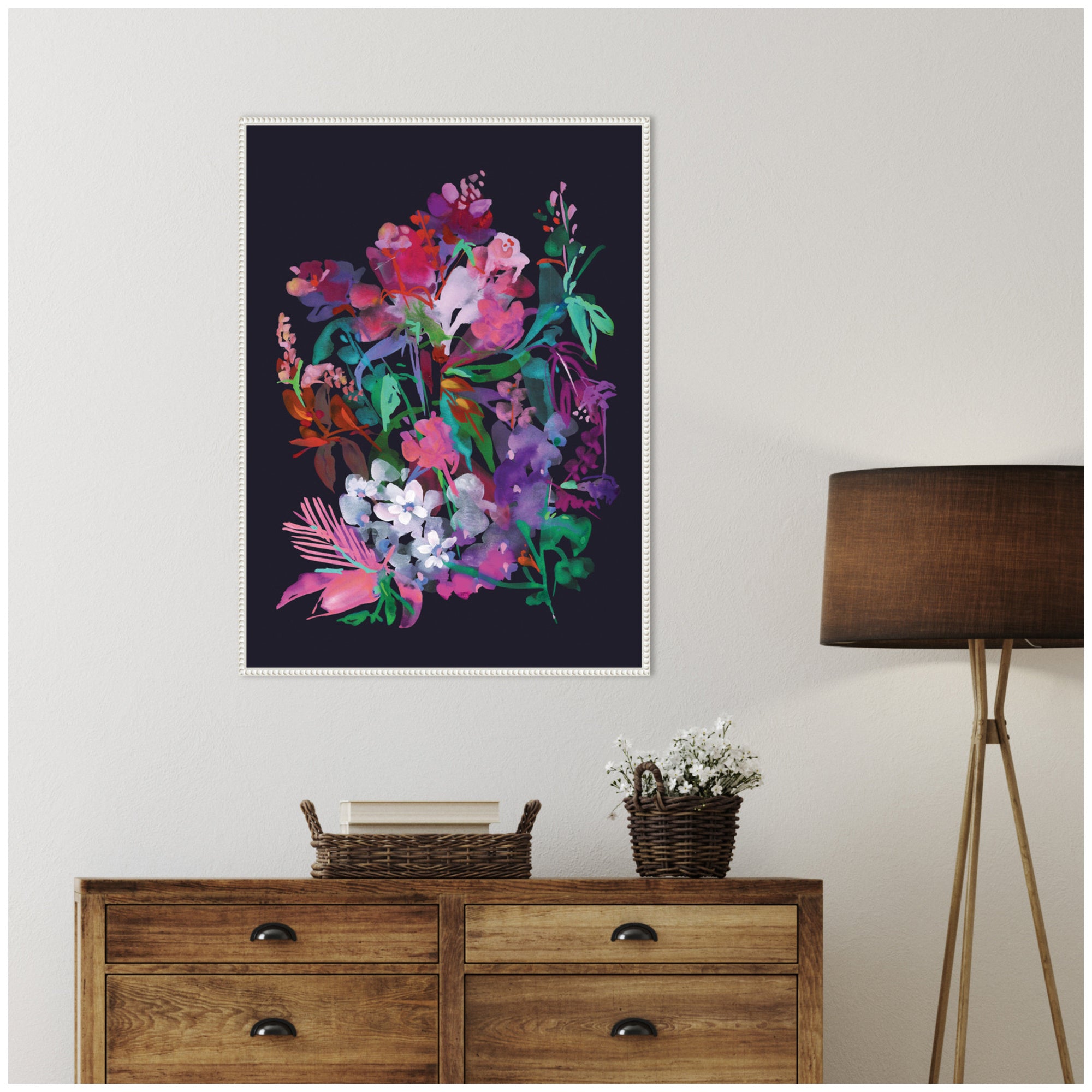 Framed Canvas 28x38 Sylvie Beaded White 7