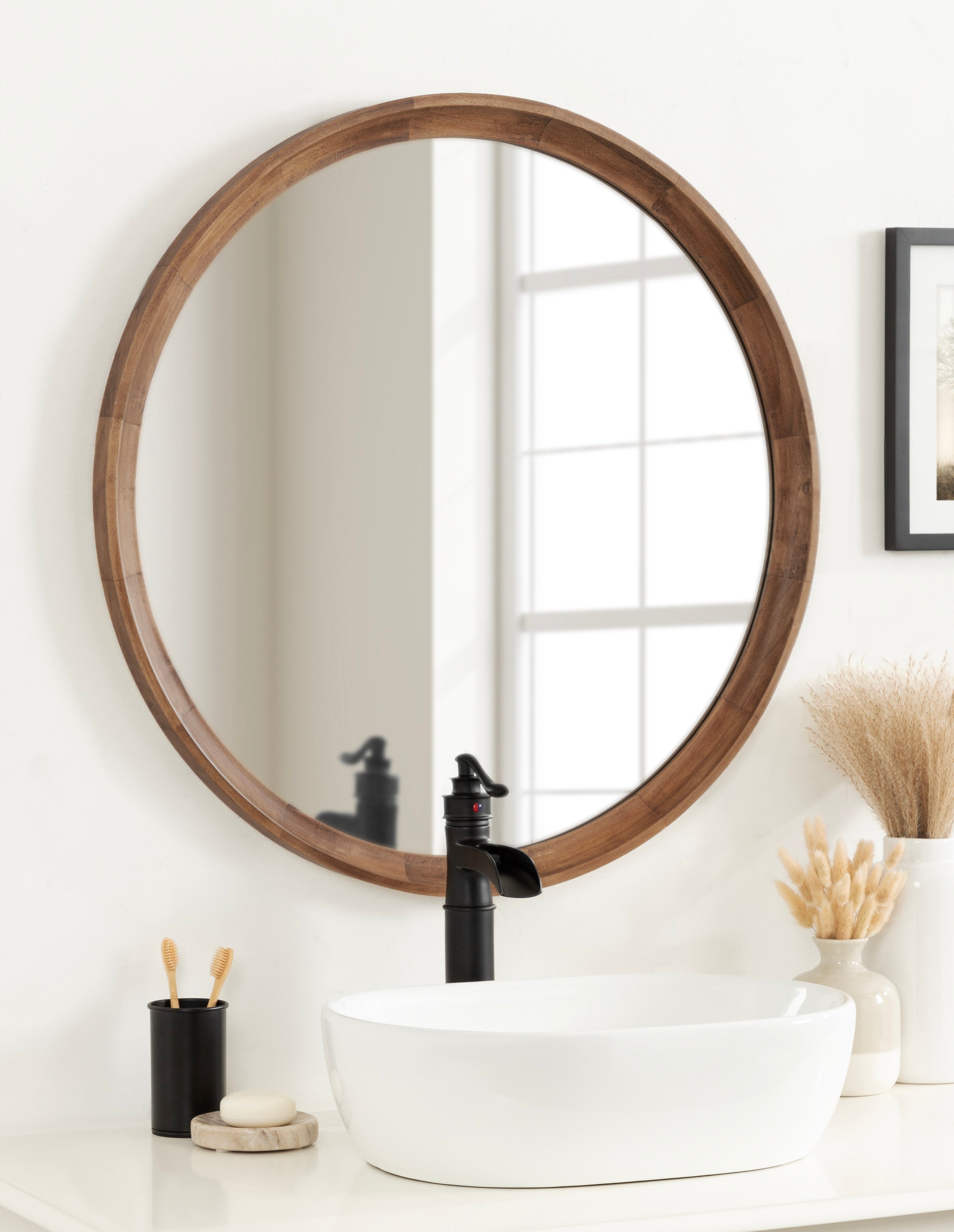 Round Mirror Rustic Brown 30" Diameter 6