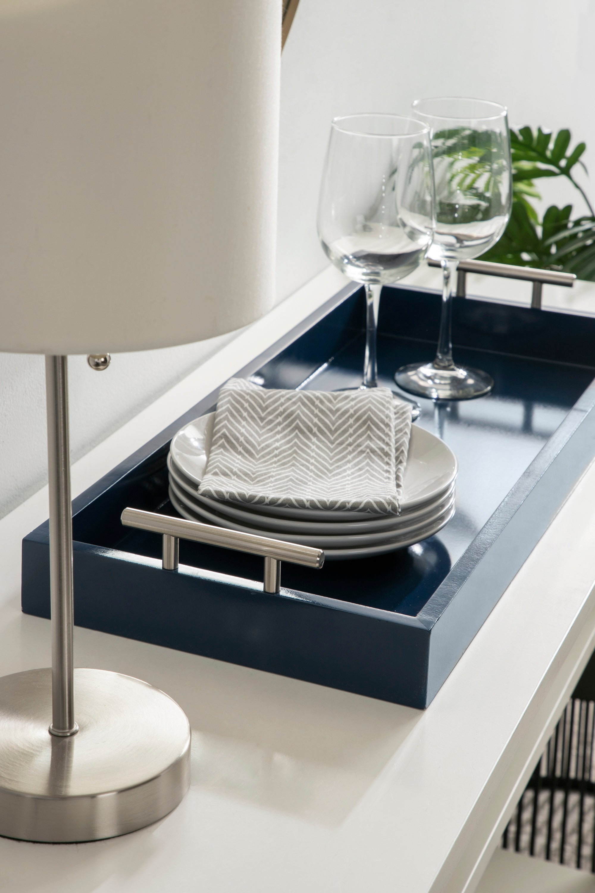 Single Tray Navy Blue Silver 10x24 8