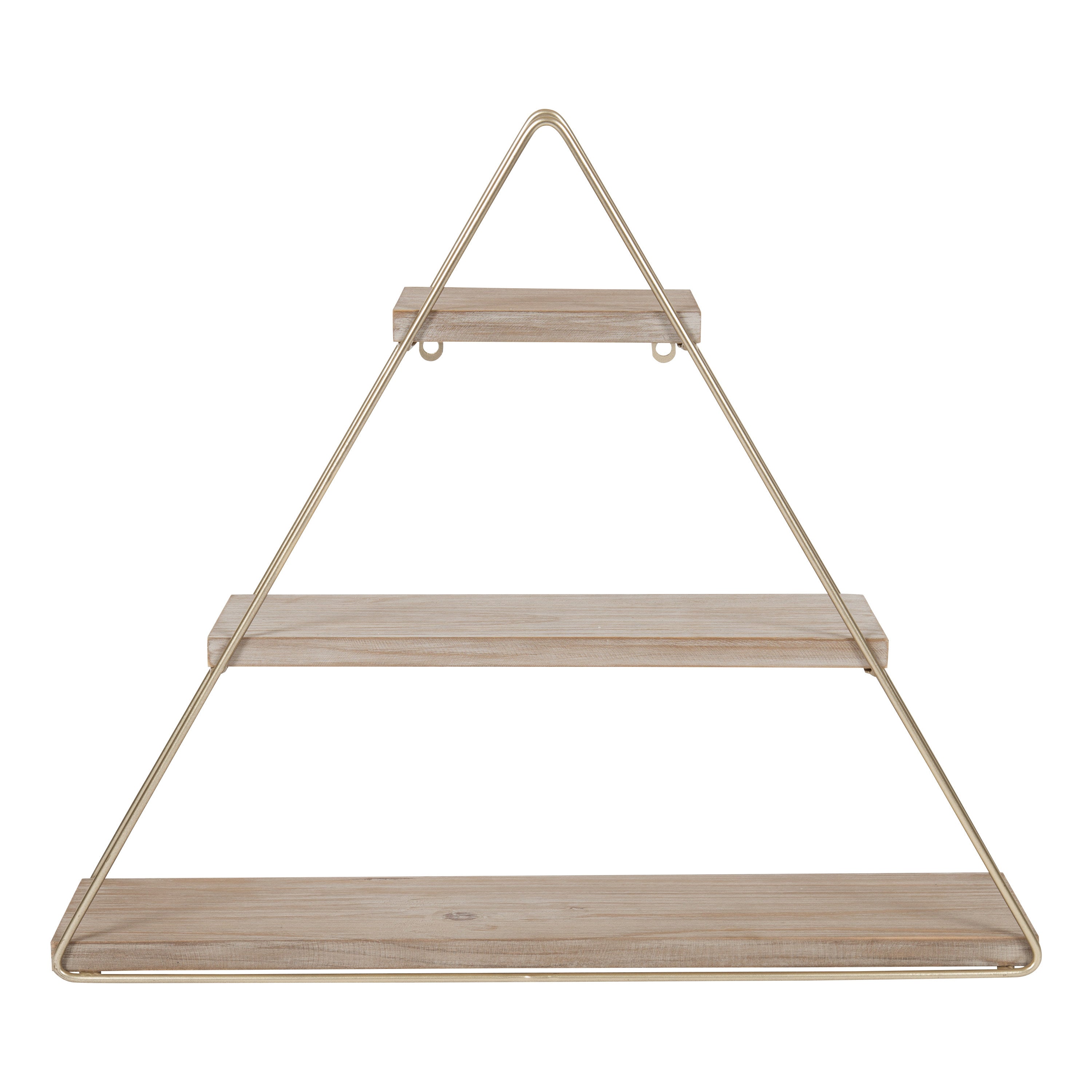 Accent Shelf Rustic Brown Gold 3 Shelves 3