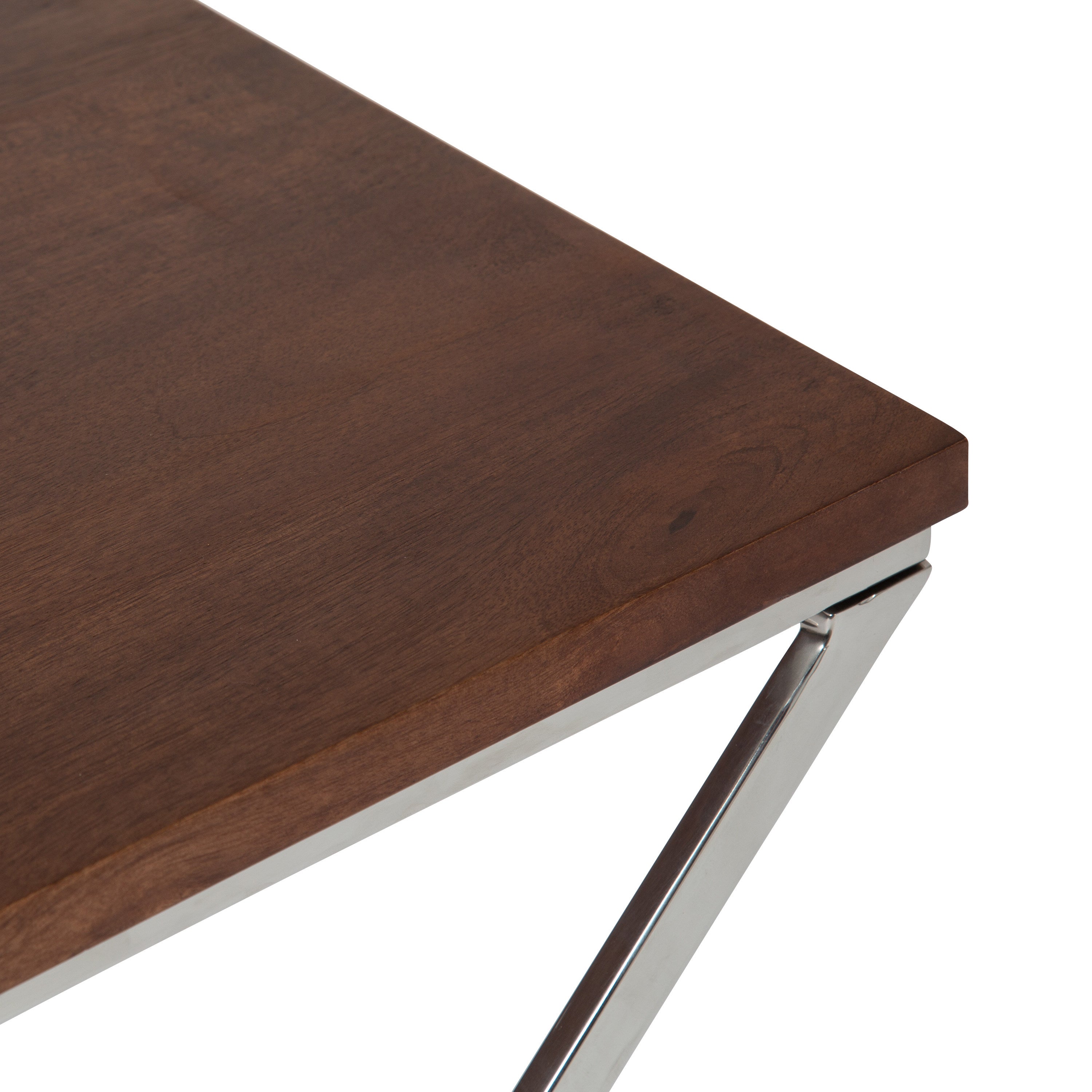 Side Table Walnut Brown Silver 20x14x20 4
