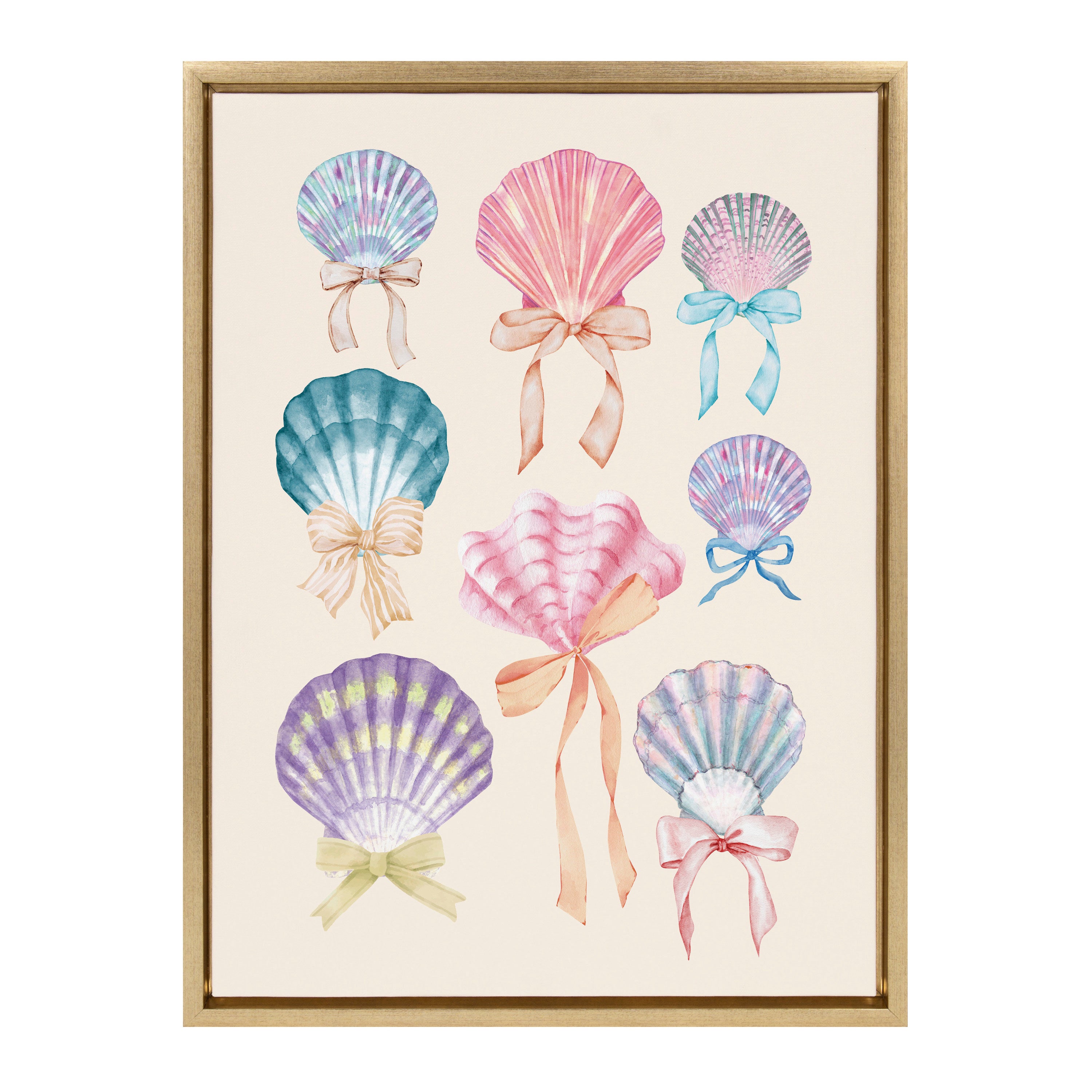 Sylvie Seashell Bows Framed Canvas by Honey Island Studio