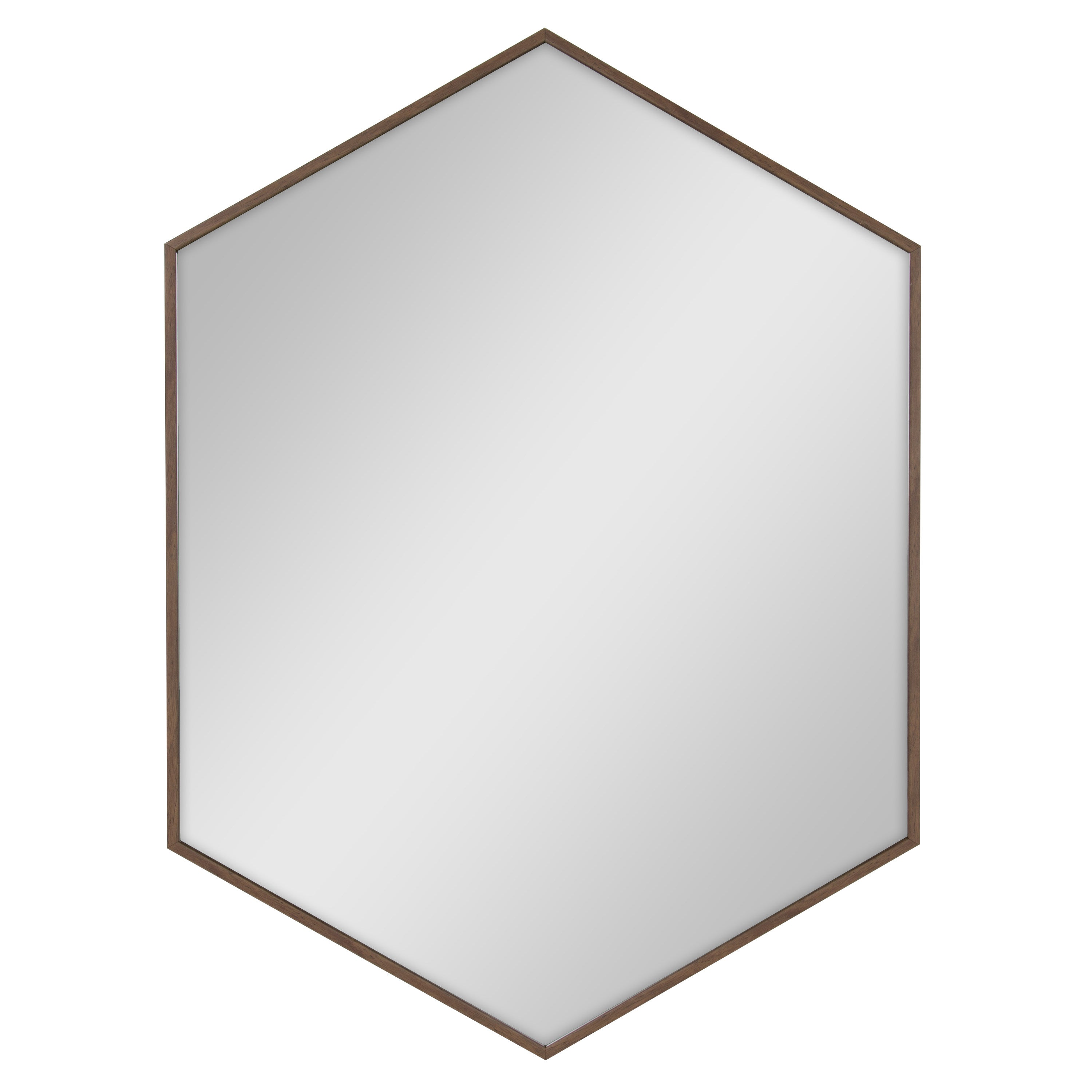 Hexagon Mirror Walnut Brown 22x31 2