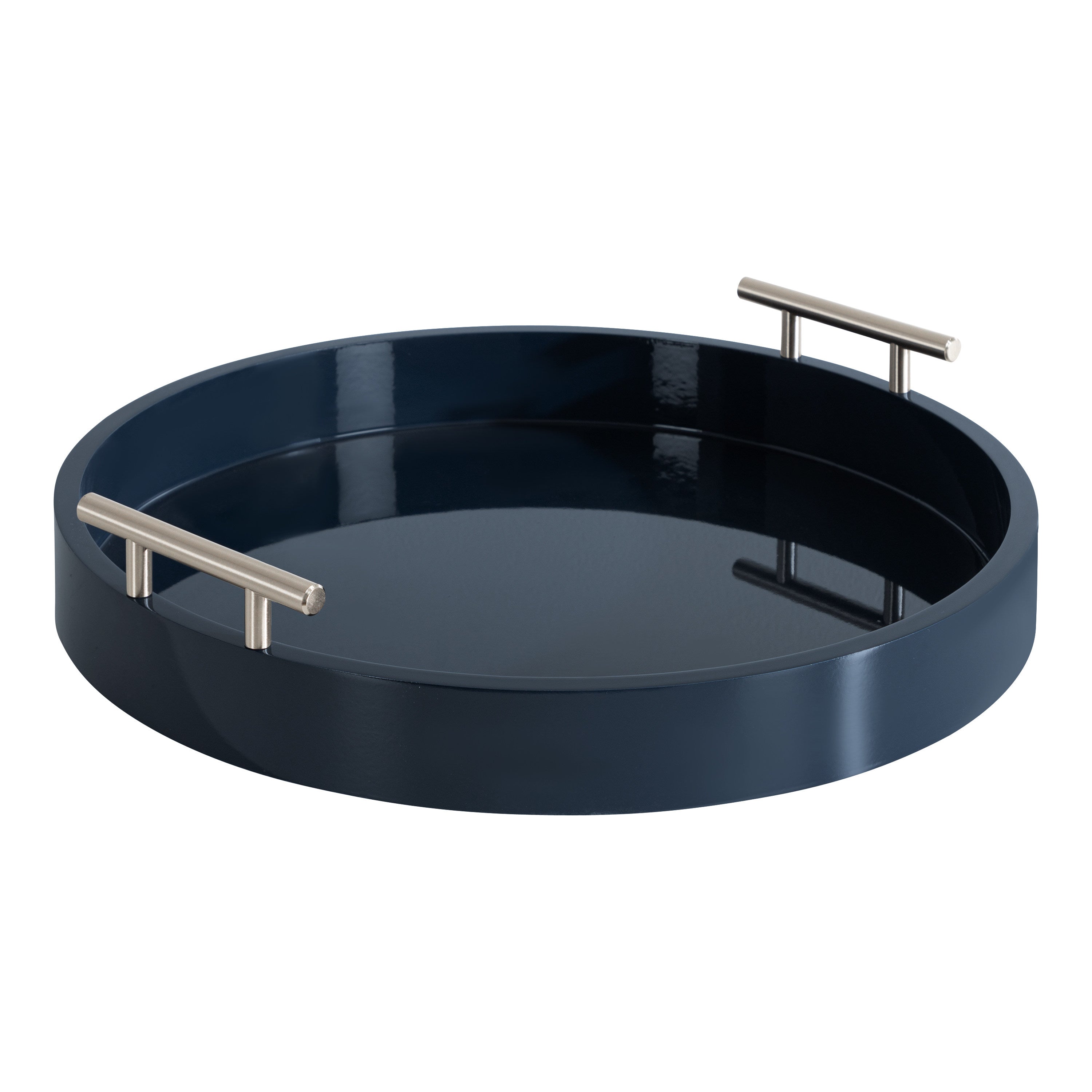 Single Tray Navy Blue Silver 15.5" Diameter 1
