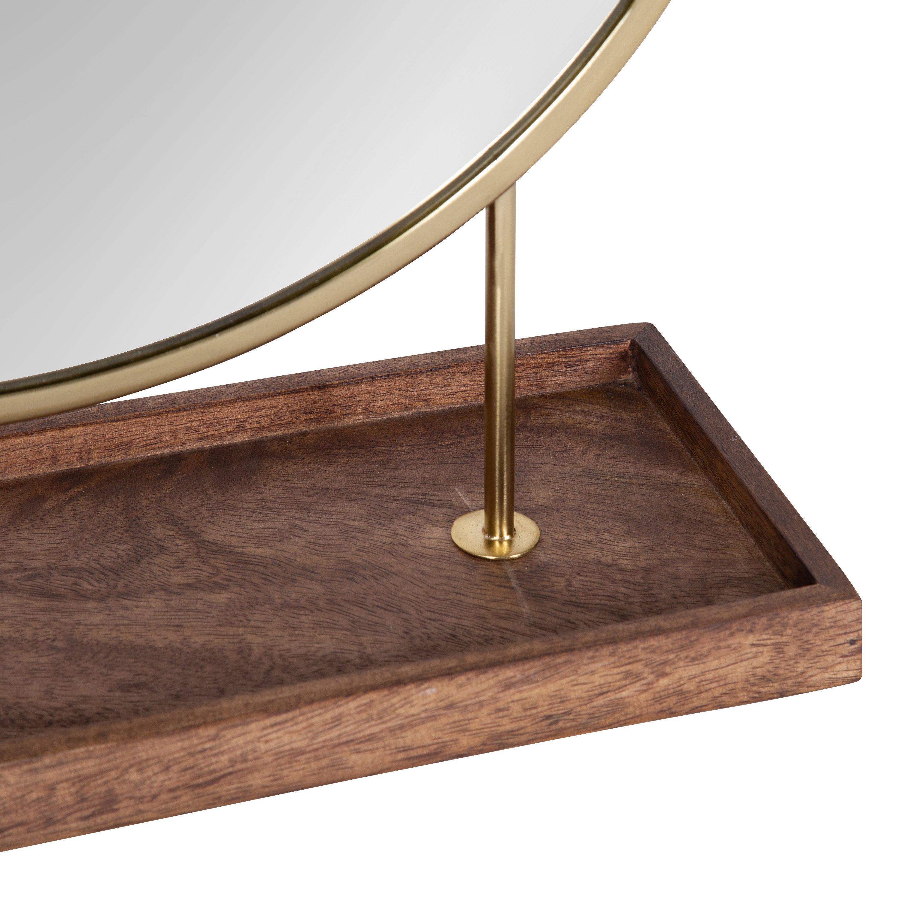 Tabletop Mirror Walnut Brown Gold 18x22 3