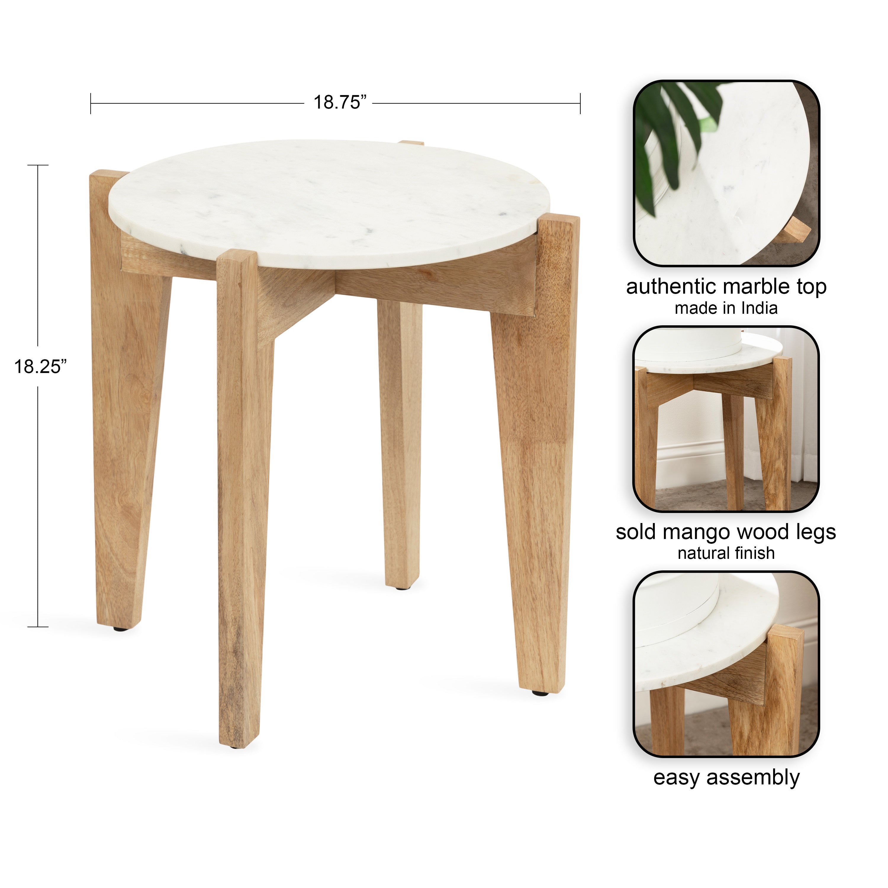 Icelyn Marble Side Table