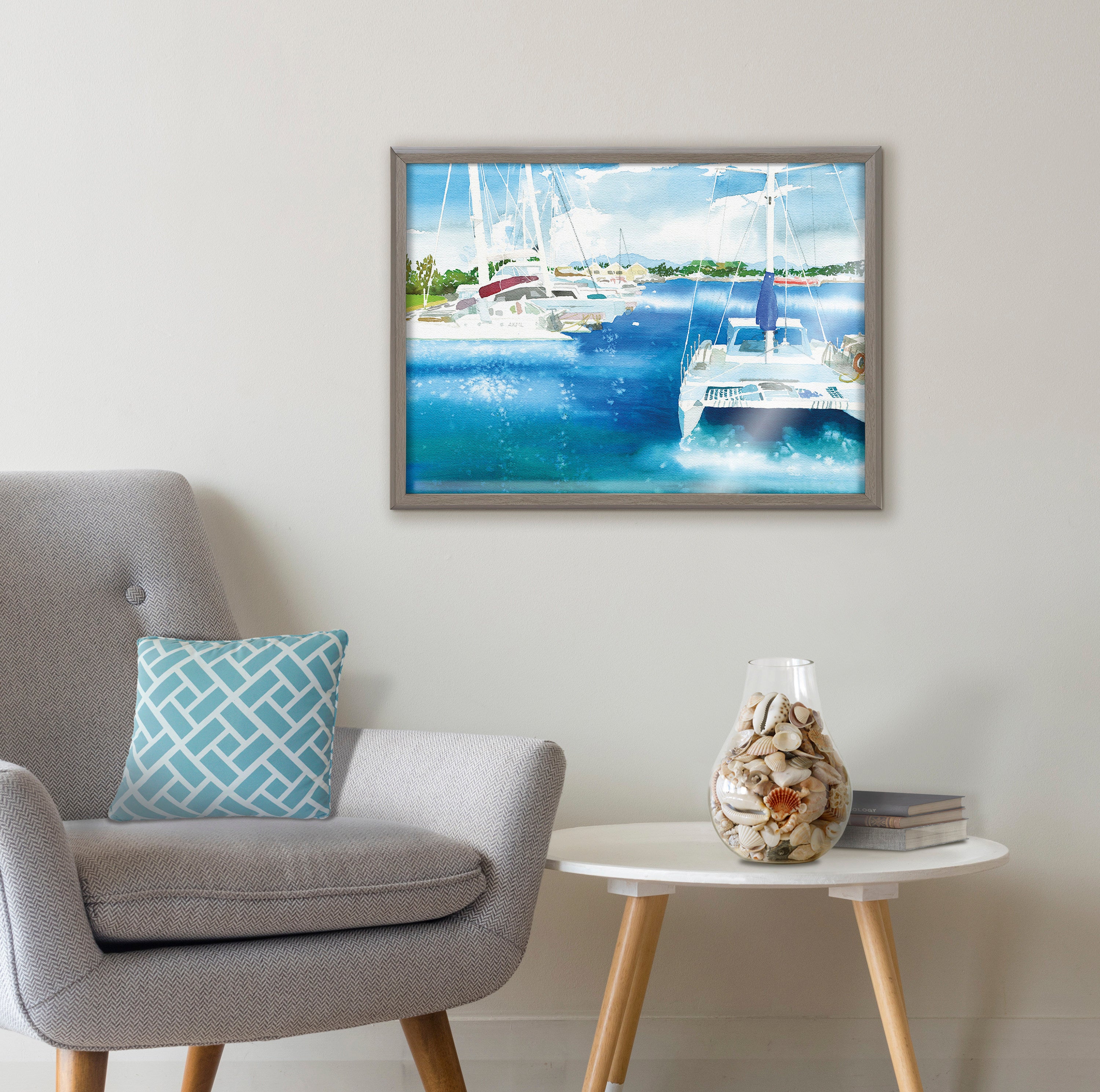 Blake Summer is for Sailing Framed Printed Glass by Janet Meinke-Lau