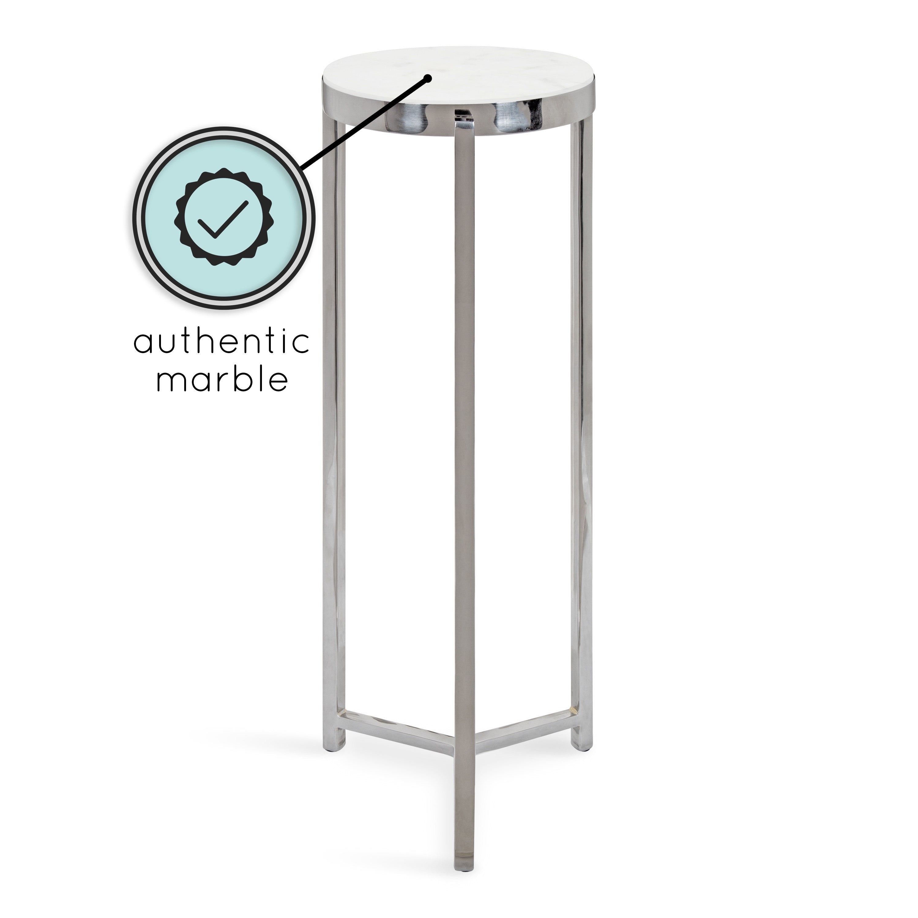 Drink Table White Silver 9x9x23 5