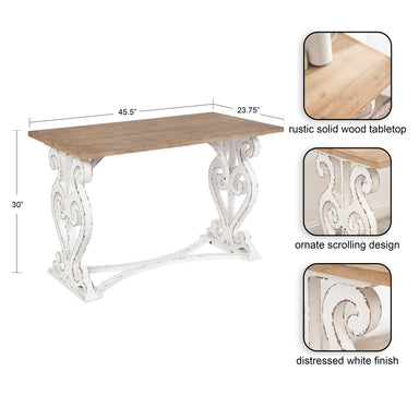Writing Desk Rustic Brown White 46x24x30 2
