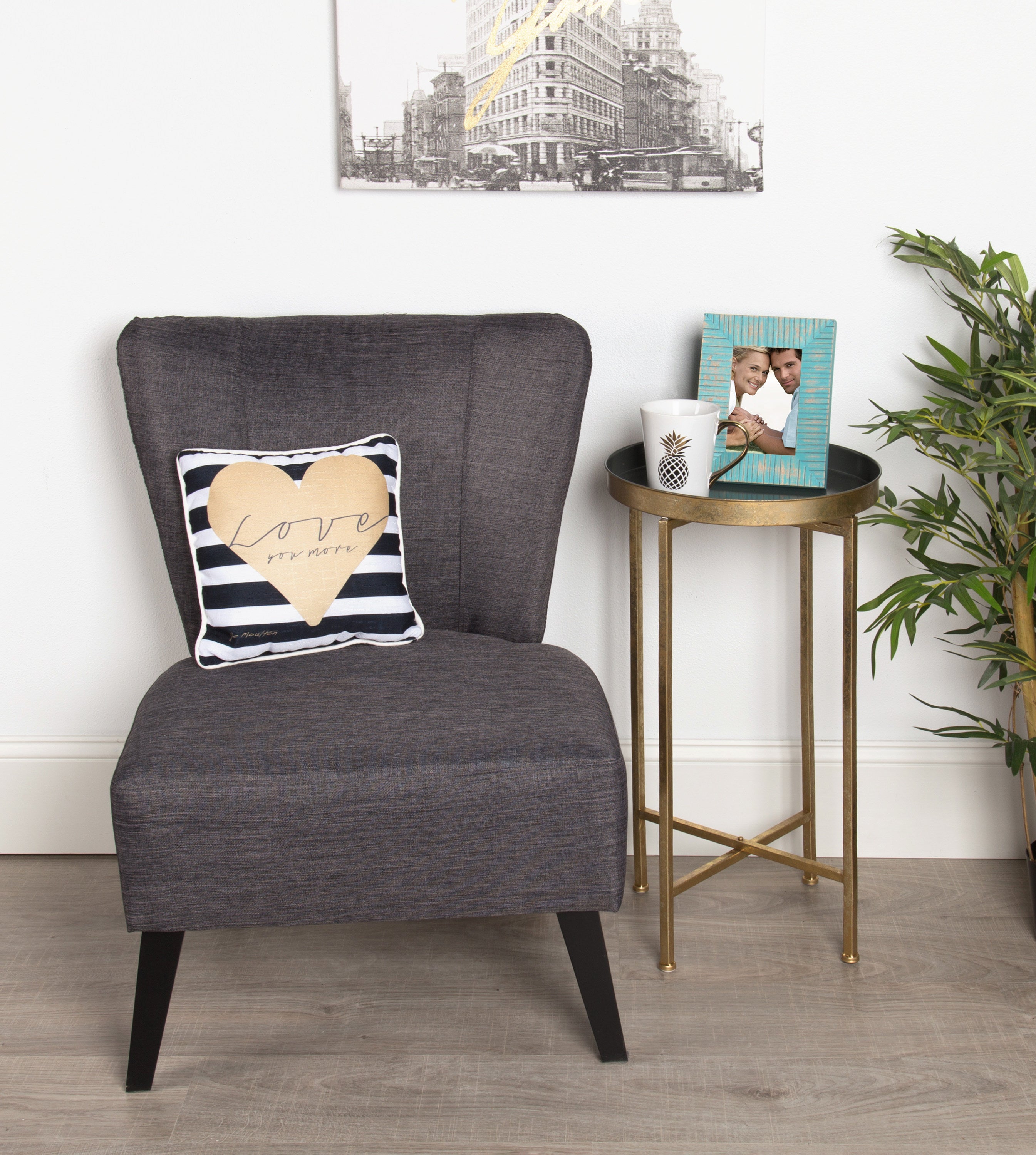 Tea Table Gold Gray 14x14x26 8
