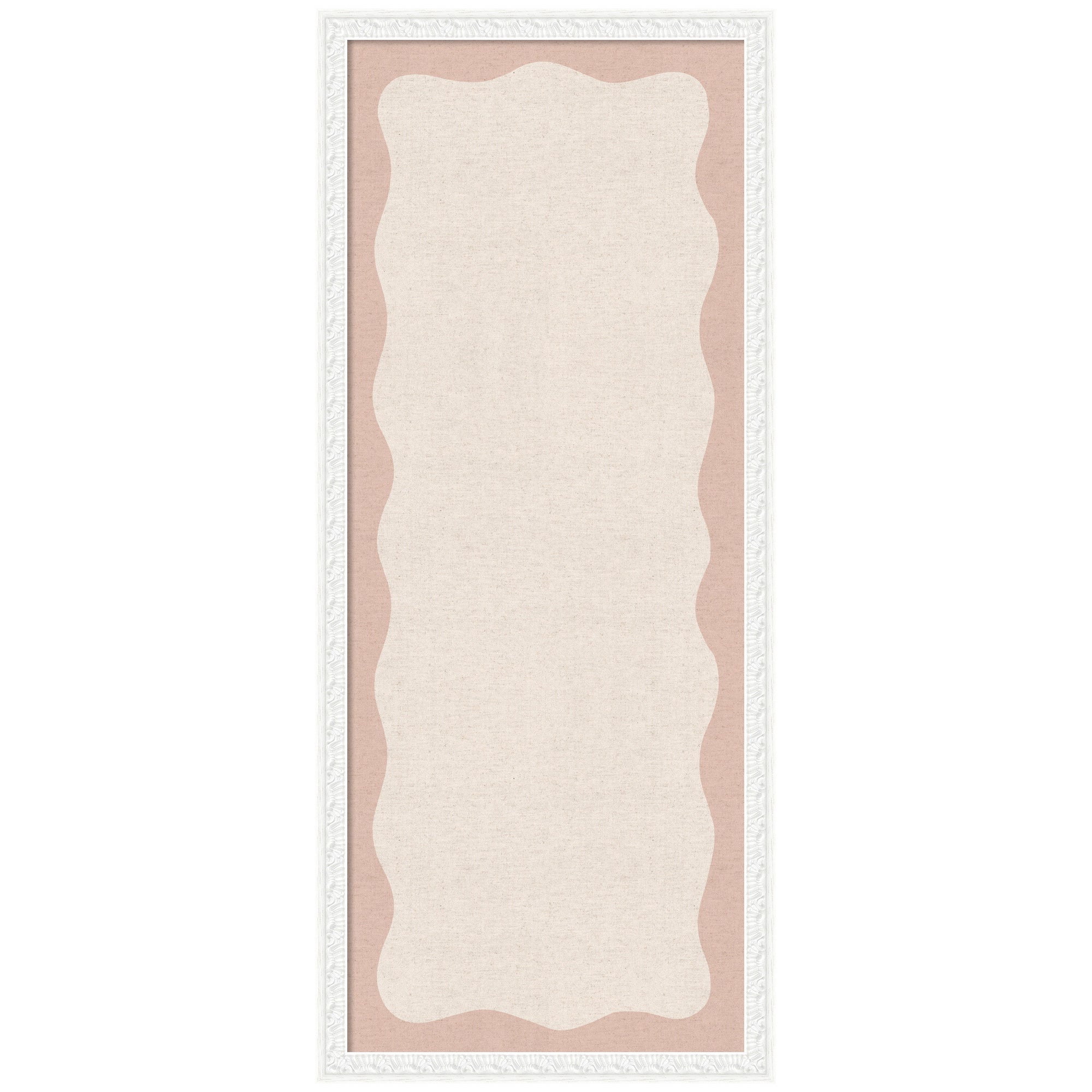 Framed Fabric Pinboard Wavy Linen Light and Pink Wall Organization