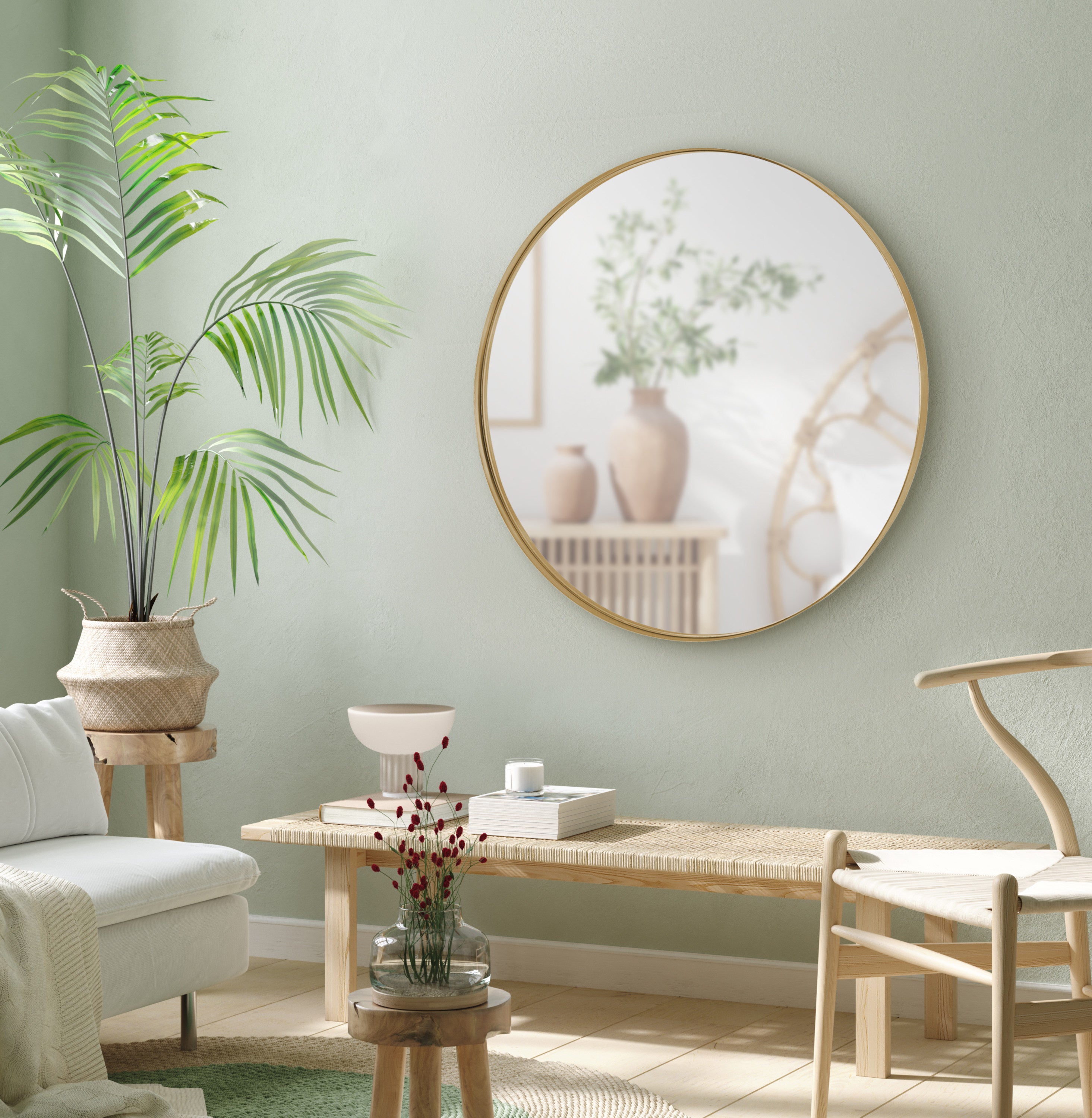 Rollo Round Framed Wall Mirror