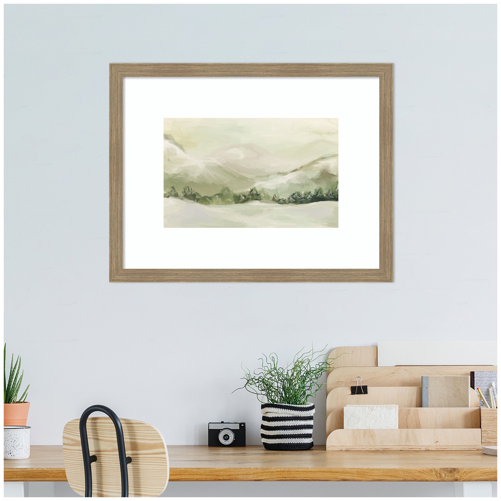 Framed Art Woodgrain Stripe Mocha 26x20 6