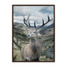 Sylvie Rosebud Deer Portrait with Linen Texture Framed Canvas by The Creative Bunch Studio