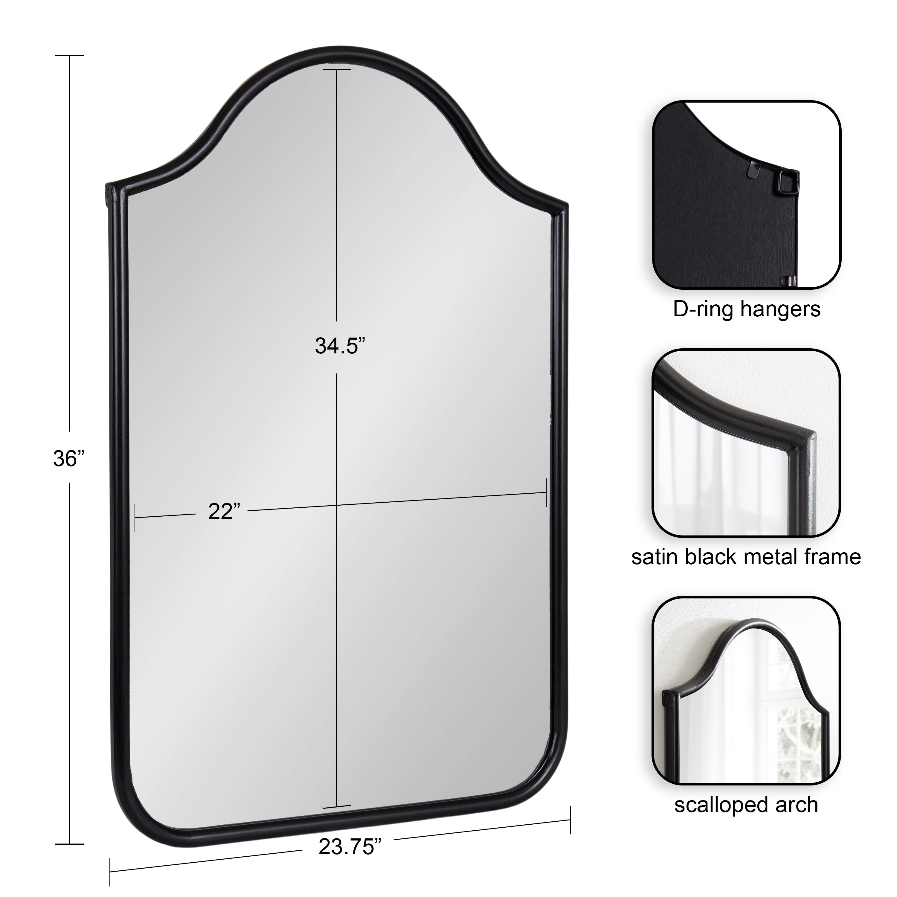 Arch Mirror 24x36 Black 2