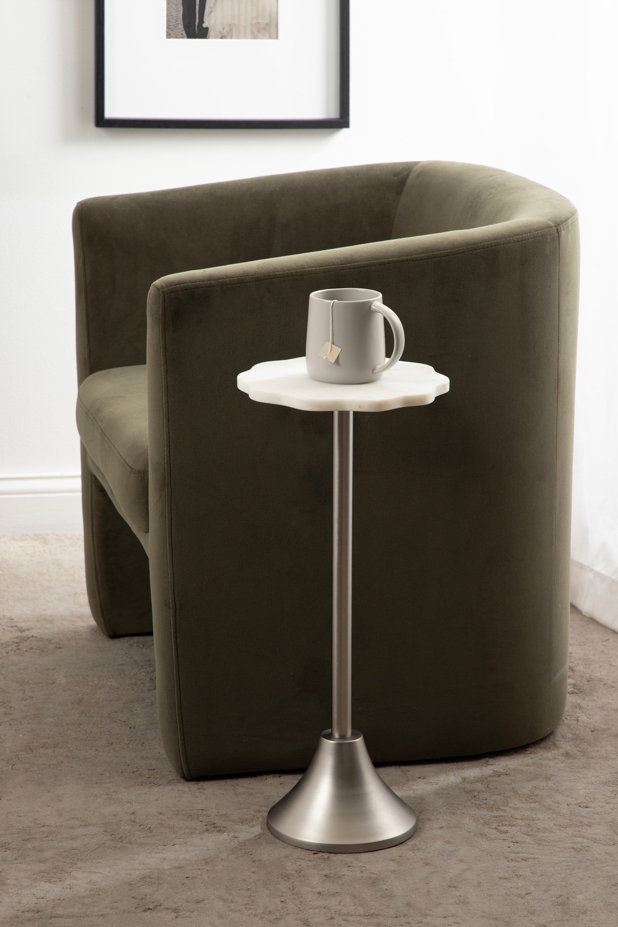 Side Table White Silver 10x10x23 7