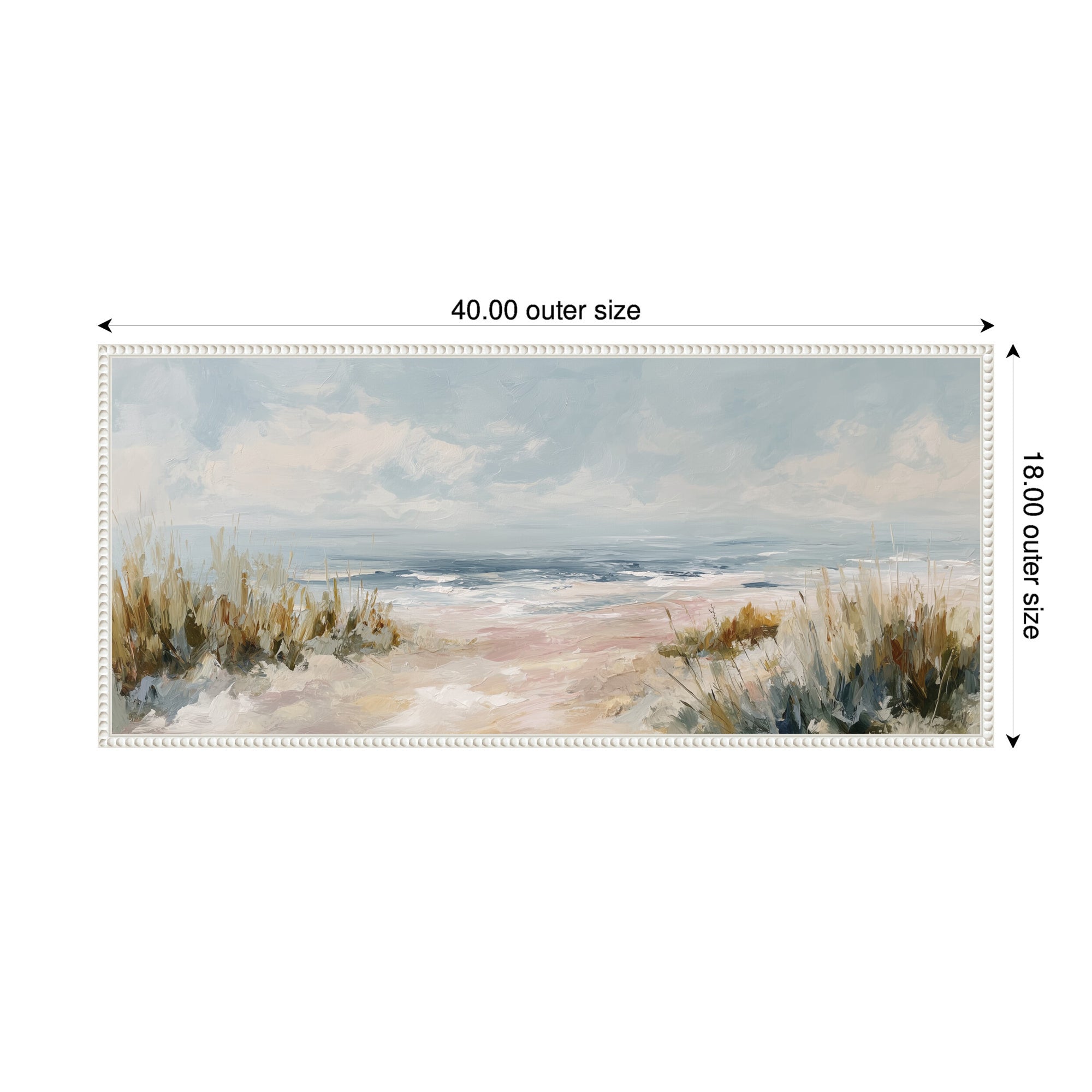 Framed Canvas 40x18 Sylvie Beaded White 6