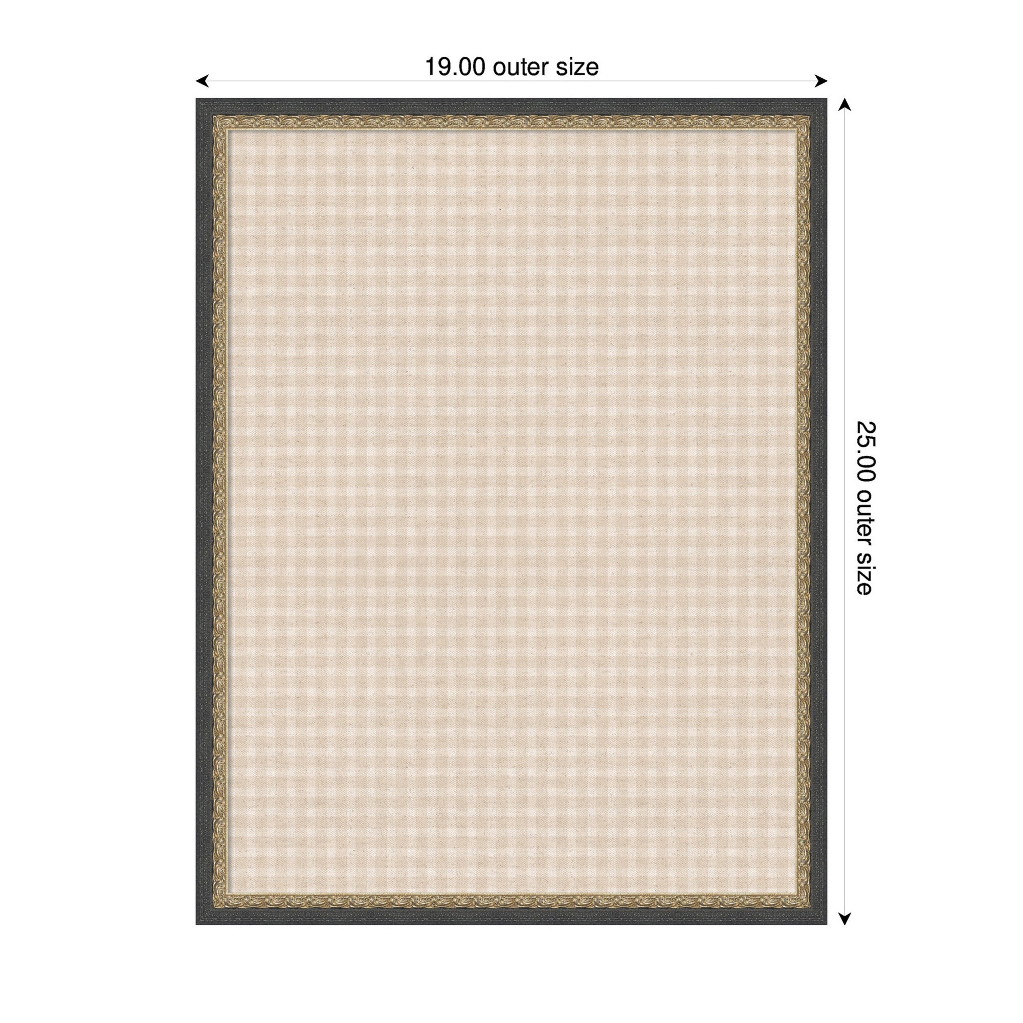 Framed Fabric Pinboard Mini Gingham Neutral Linen Wall Organization