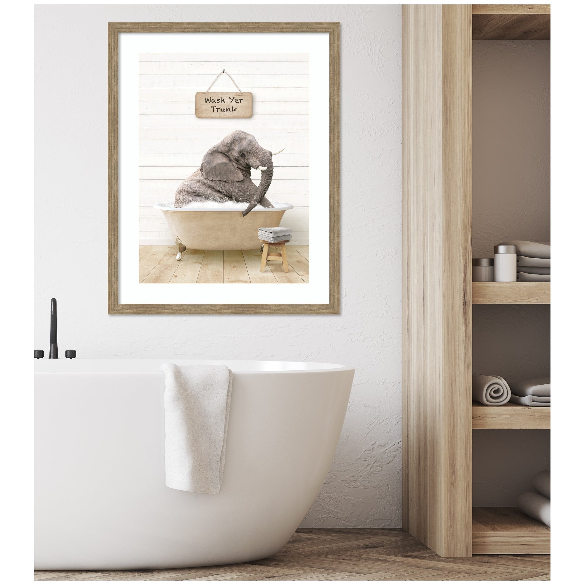 Framed Art Woodgrain Stripe Mocha 27x34 6