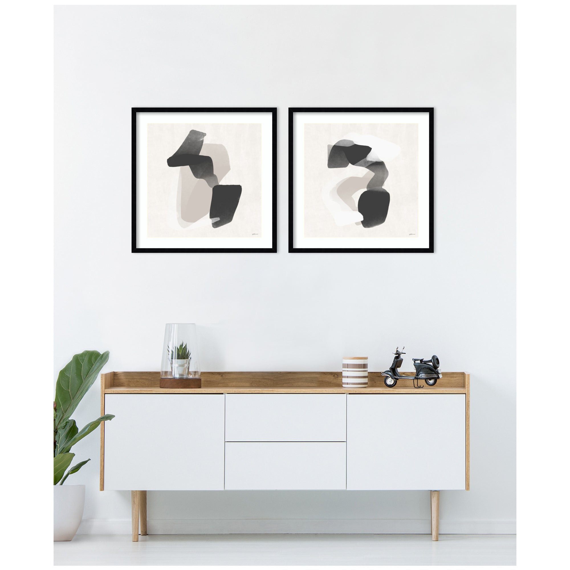 Framed Art Svelte Noir Black 2 Piece Set 25x25 7