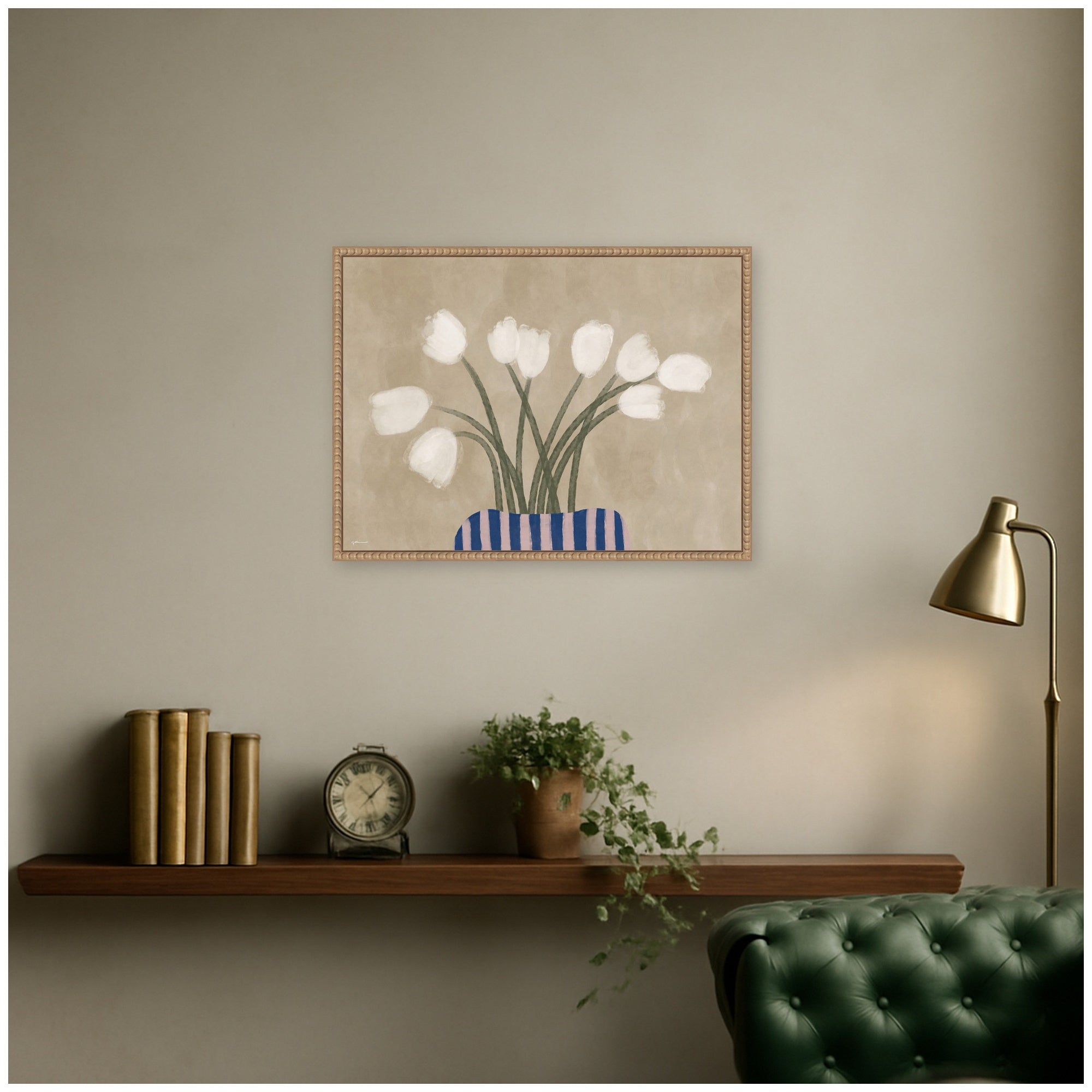 Framed Canvas 24x18 Sylvie Beaded Rustic Natural 7