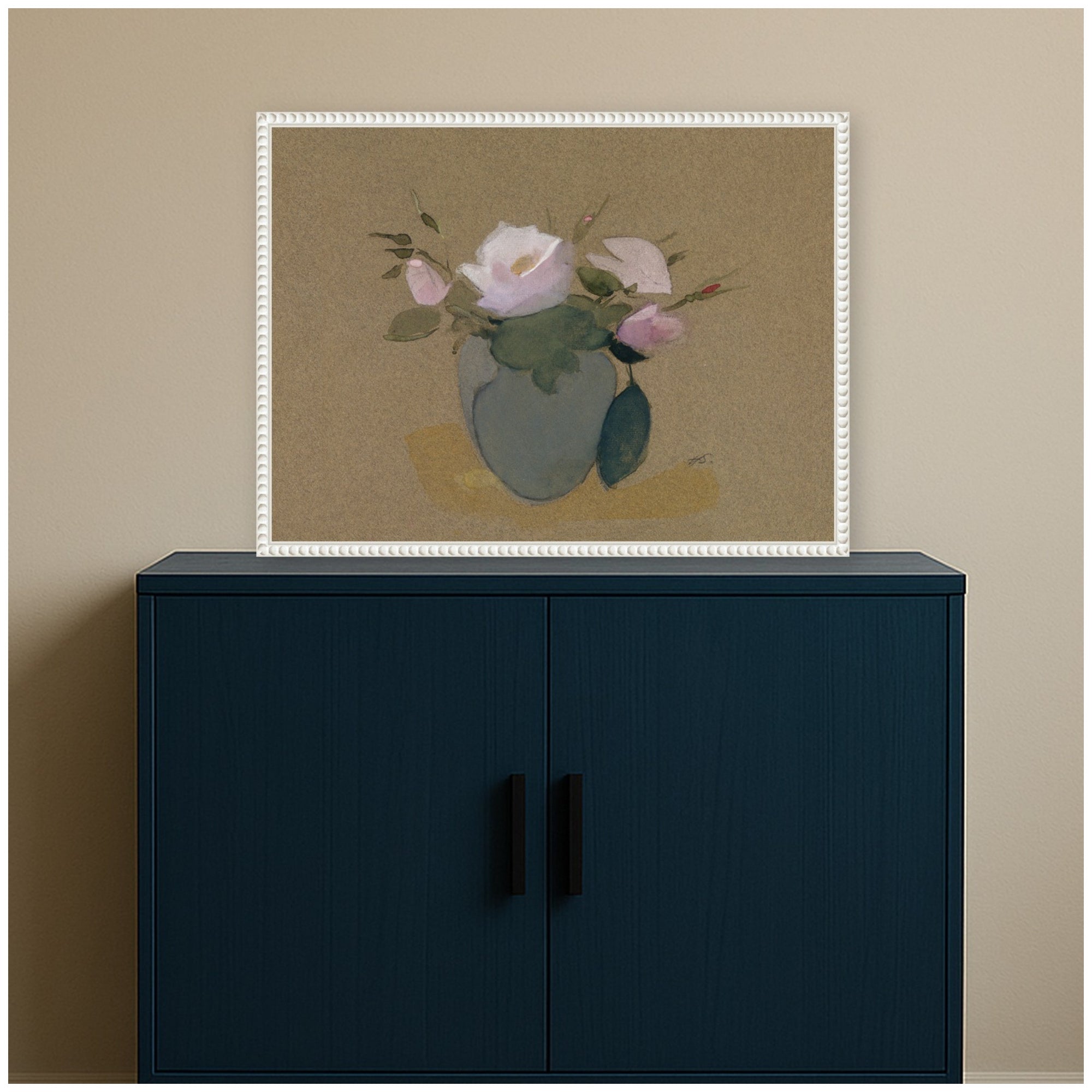 Framed Canvas 24x18 Sylvie Beaded White 6
