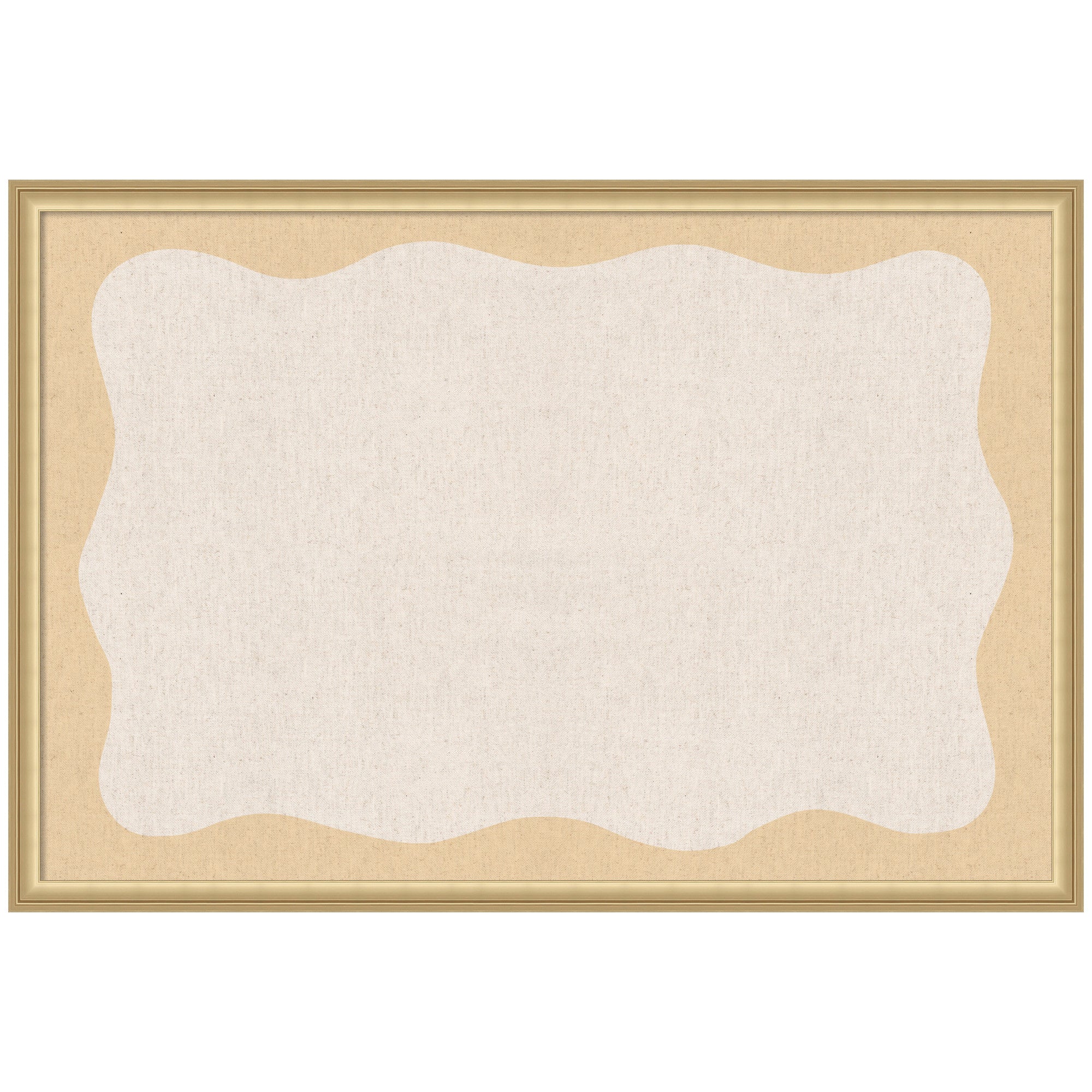 Framed Fabric Pinboard Wavy Neutral Linen and Yellow Wall Organization