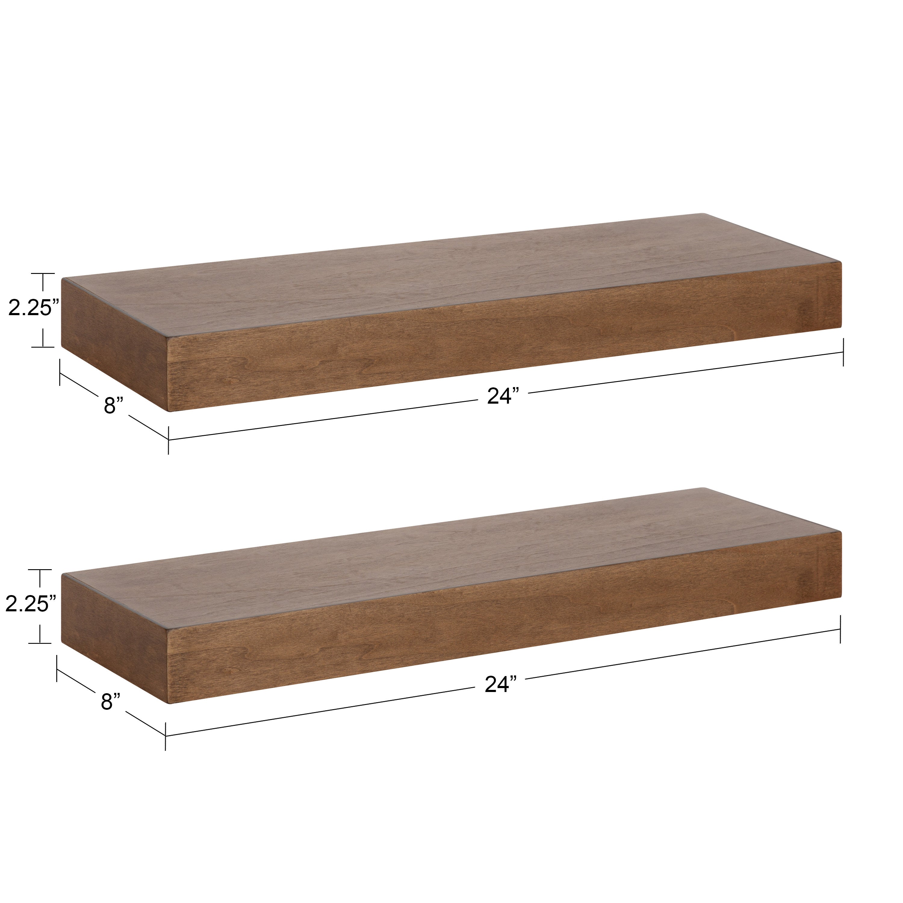 Floating Shelf 2 Piece 24 Inch Rustic Brown 2