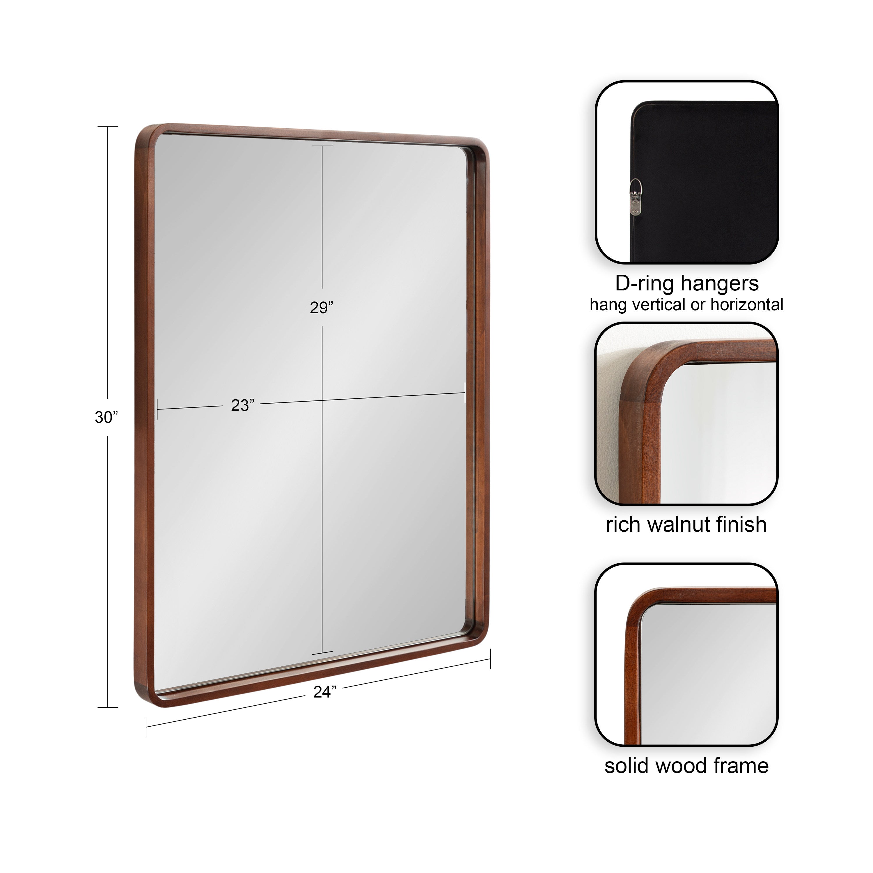 Rectangle Mirror Dark Brown 24x30 2