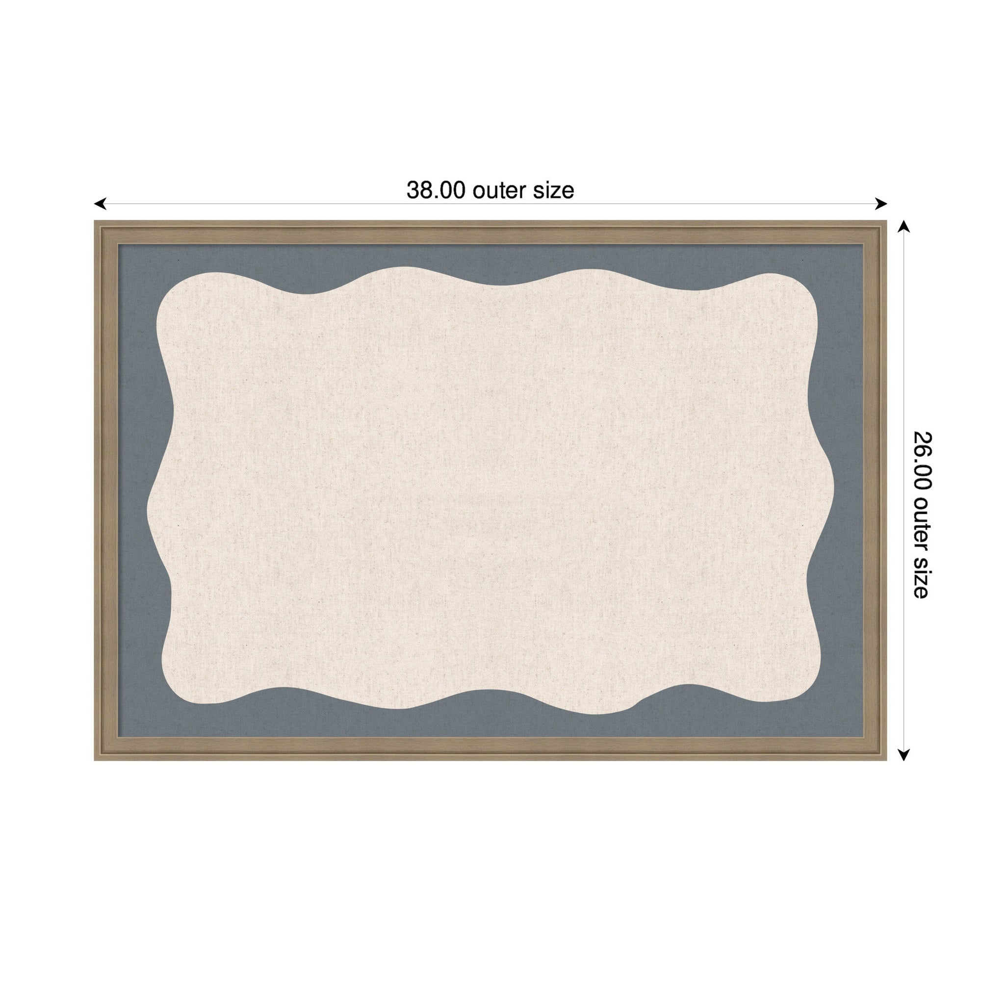 Framed Fabric Pinboard Wavy Linen and Smokey Blue Wall Organization