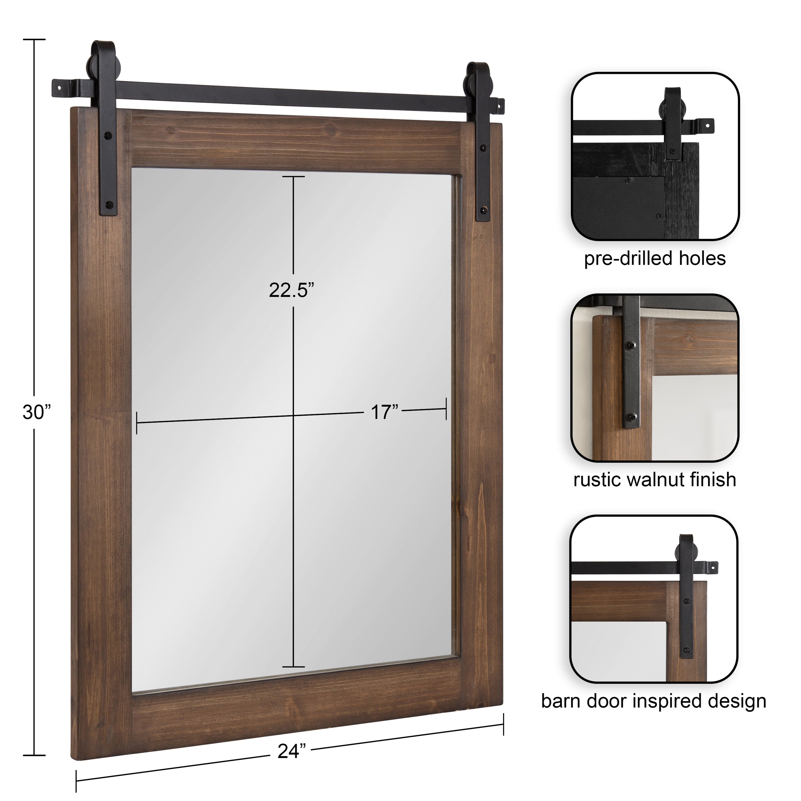 Rectangle Mirror Walnut Brown 24x30 2
