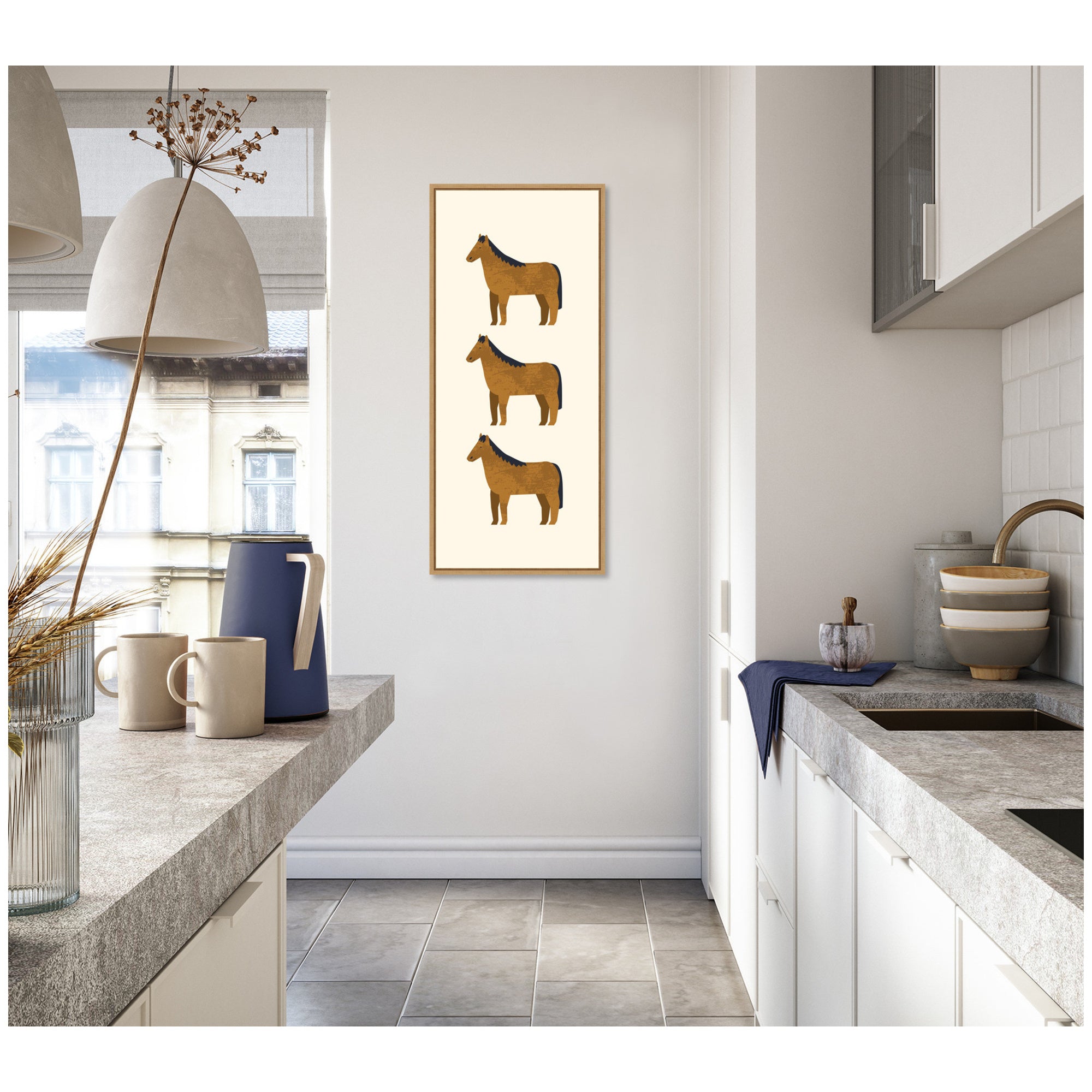 Horses Panel by Laura Moss Framed Canvas Wall Art Print