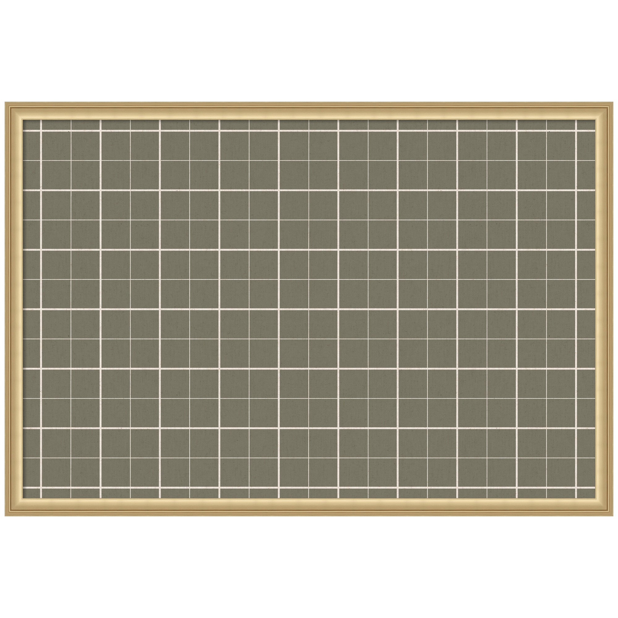 Framed Fabric Pinboard Sage Green Plaid Wall Organization