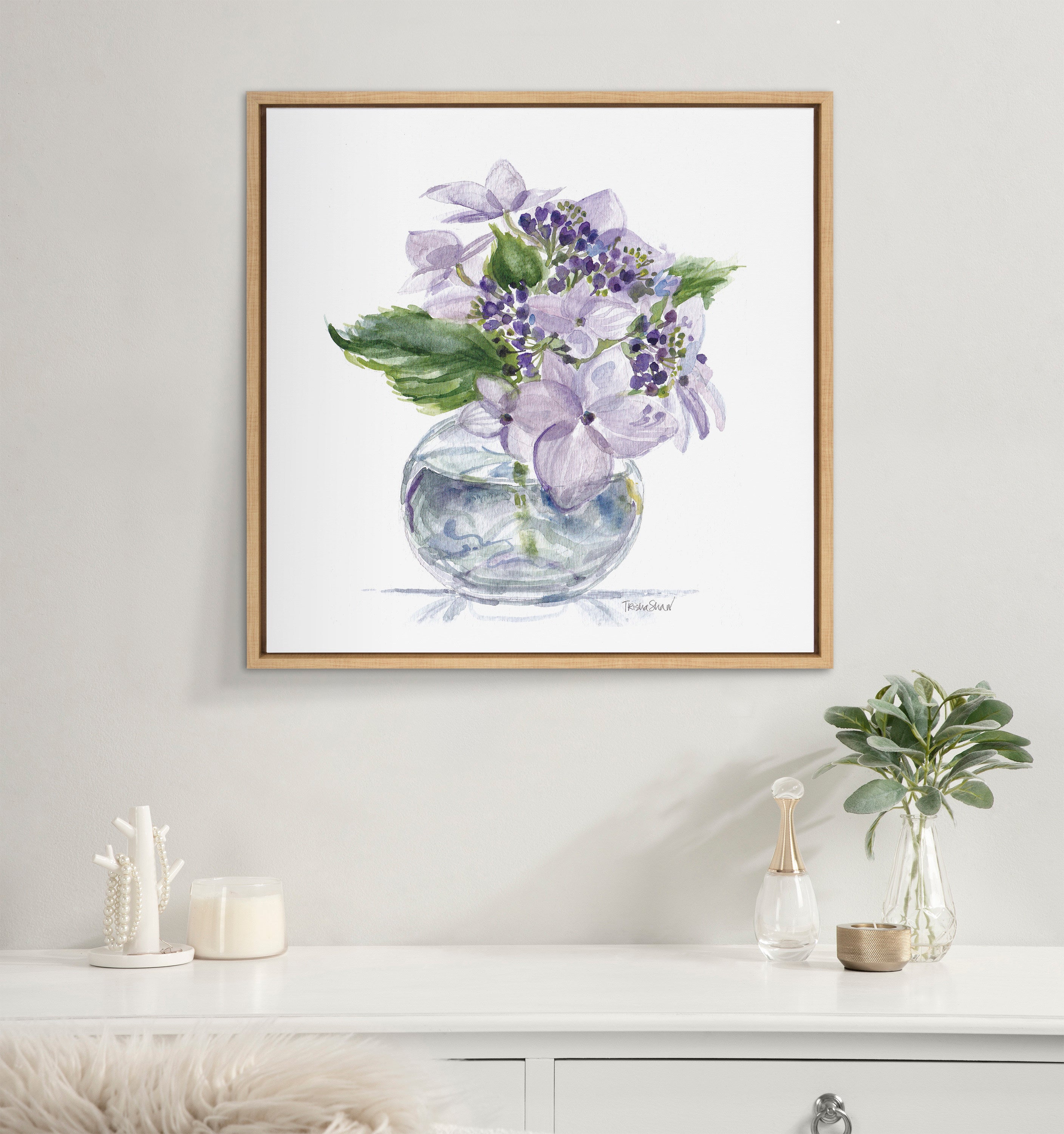 Sylvie Hydrangea Blossom Bud Framed Canvas by Patricia Shaw