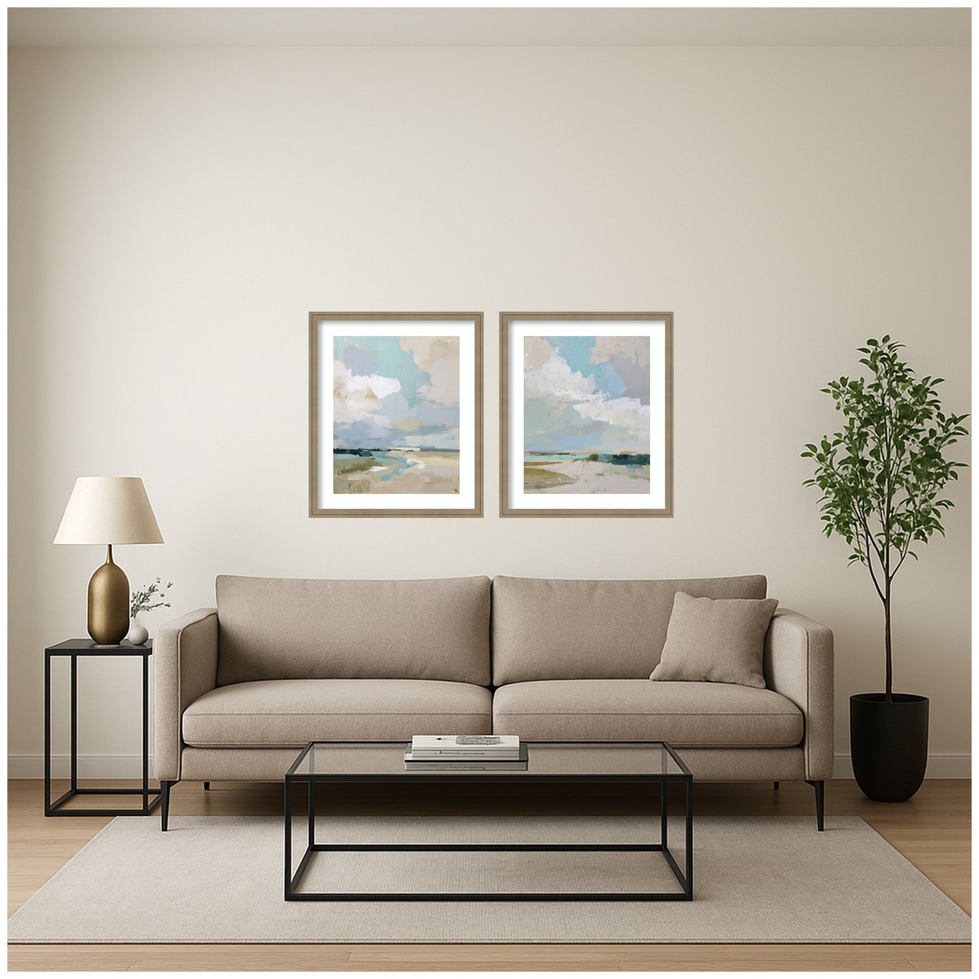 Framed Art Set 2 Piece Set 21x25 Florence Light Brown 6