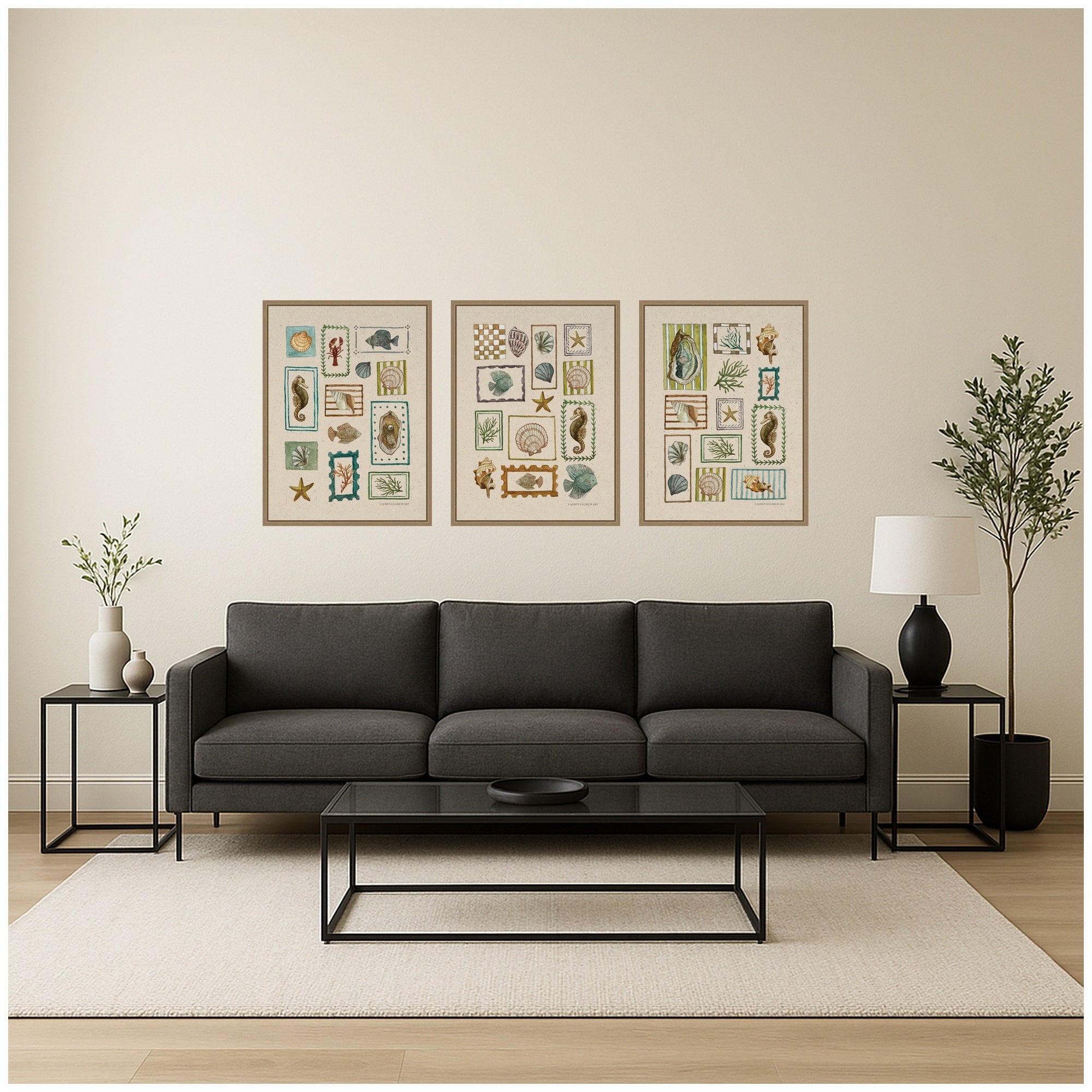 Art Set Sylvie Dark Gold 3 Piece Set 18x24 6