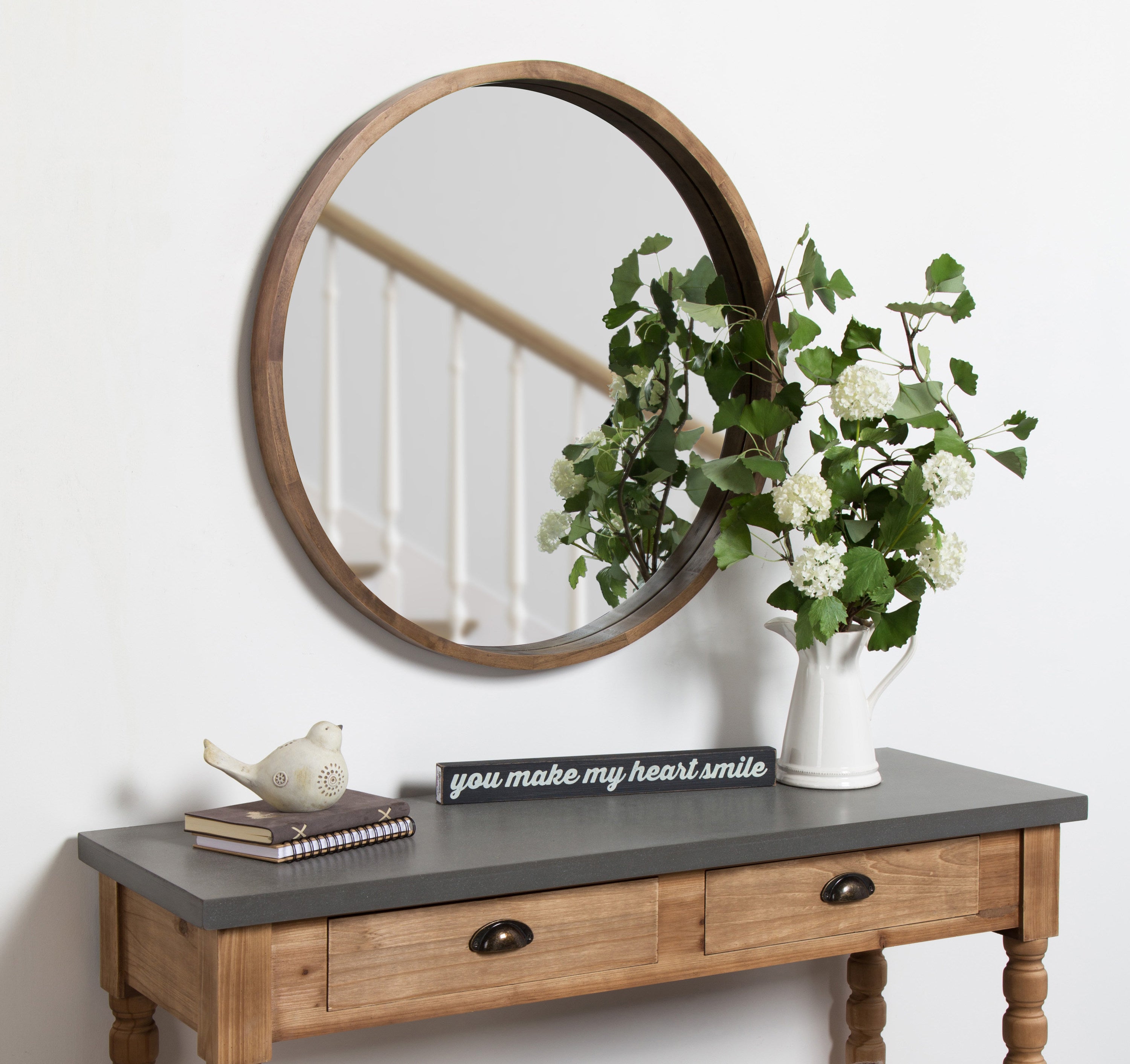 Round Mirror Rustic Brown 30" Diameter 7