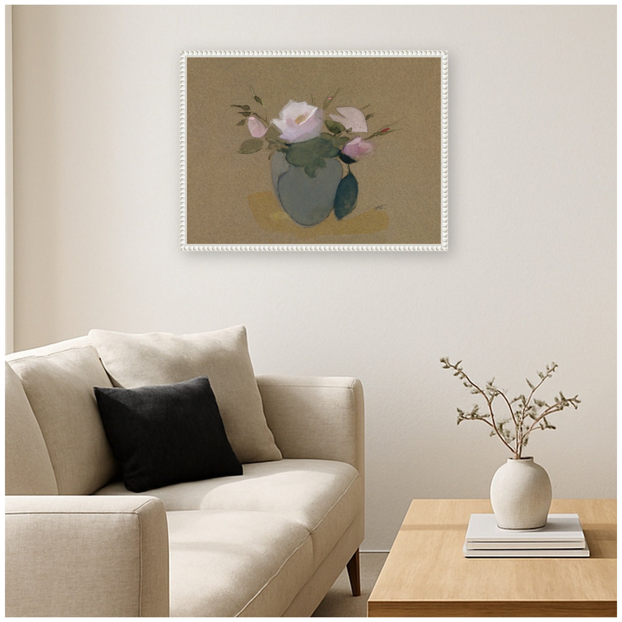 Framed Canvas 24x18 Sylvie Beaded White 7