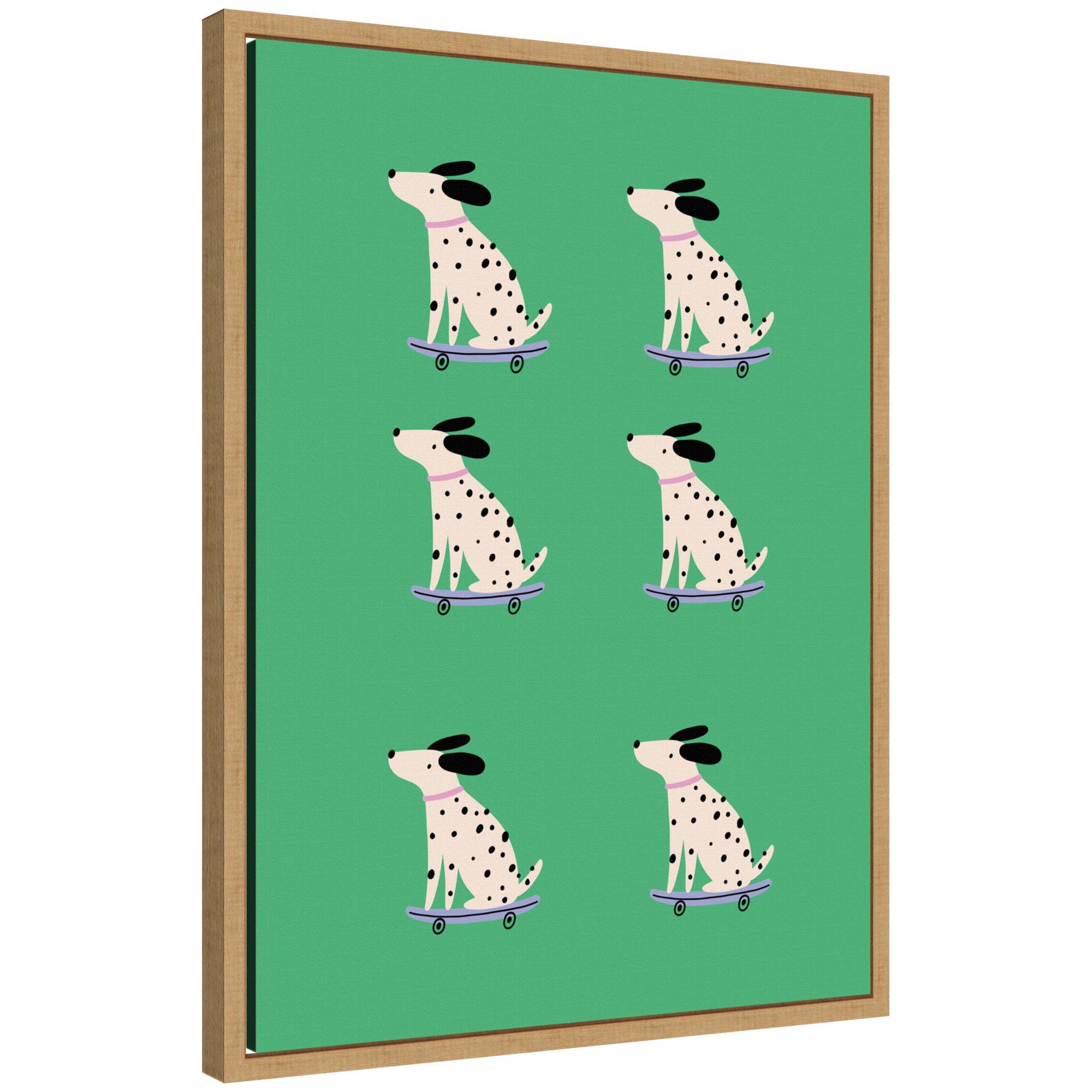 Skating Dogs by Laura Moss Framed Canvas Wall Art Print