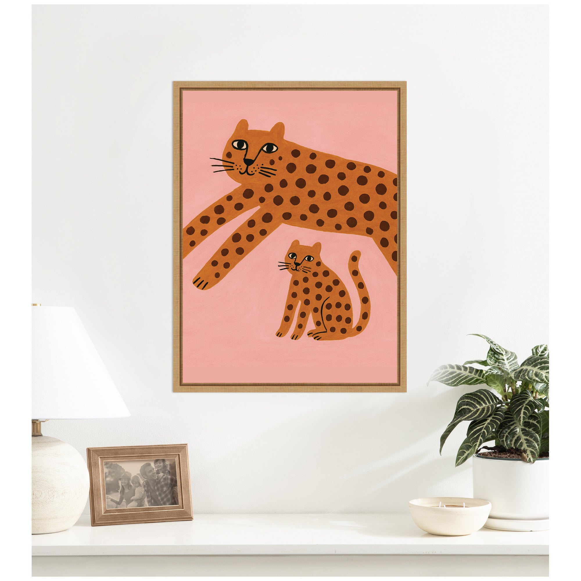 Leopards Pink by Laura Moss Framed Canvas Wall Art Print