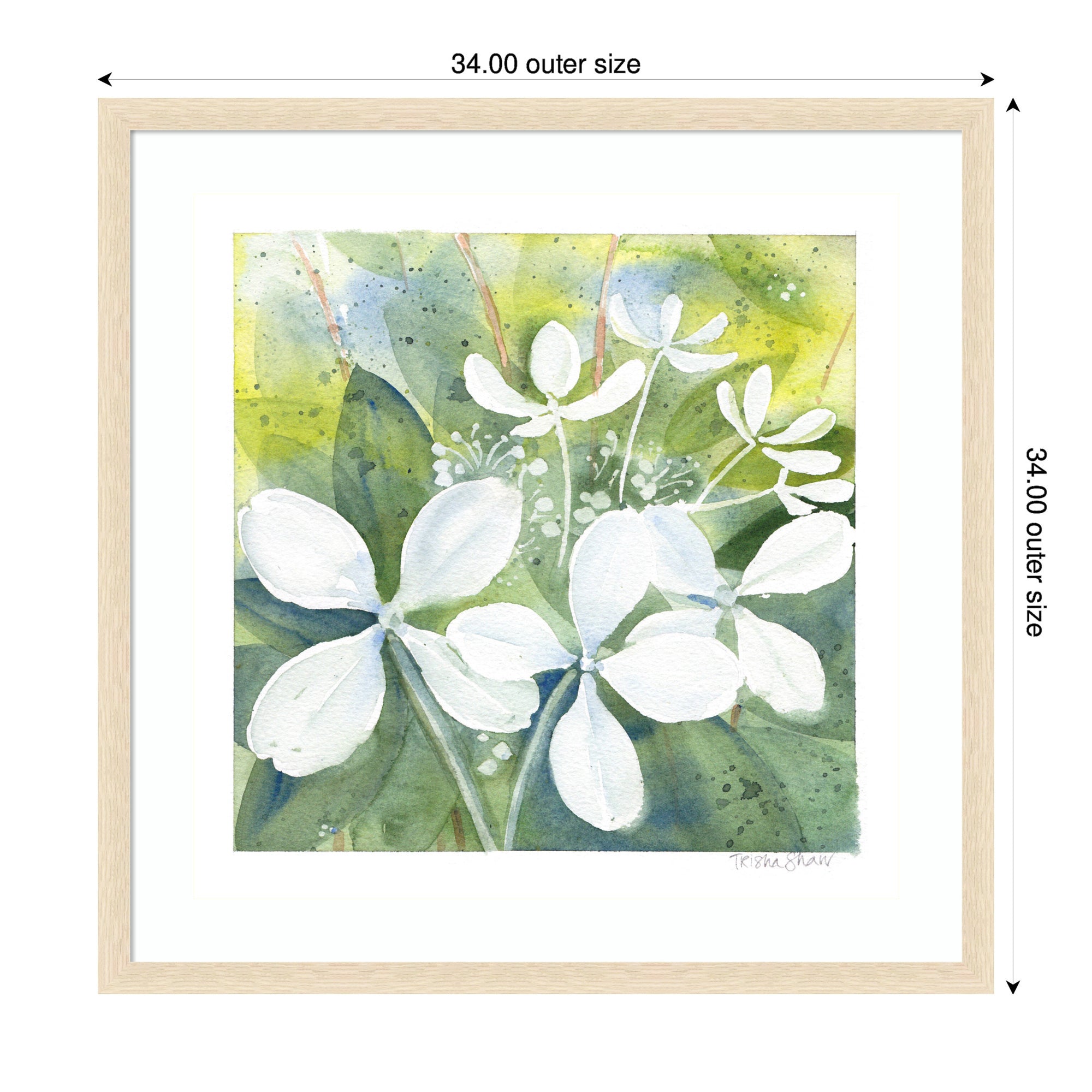 Framed Art White Phantom Hydrangea in Greens by Patricia Shaw