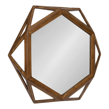 Hexagon Mirror Brown 27" Diameter 2